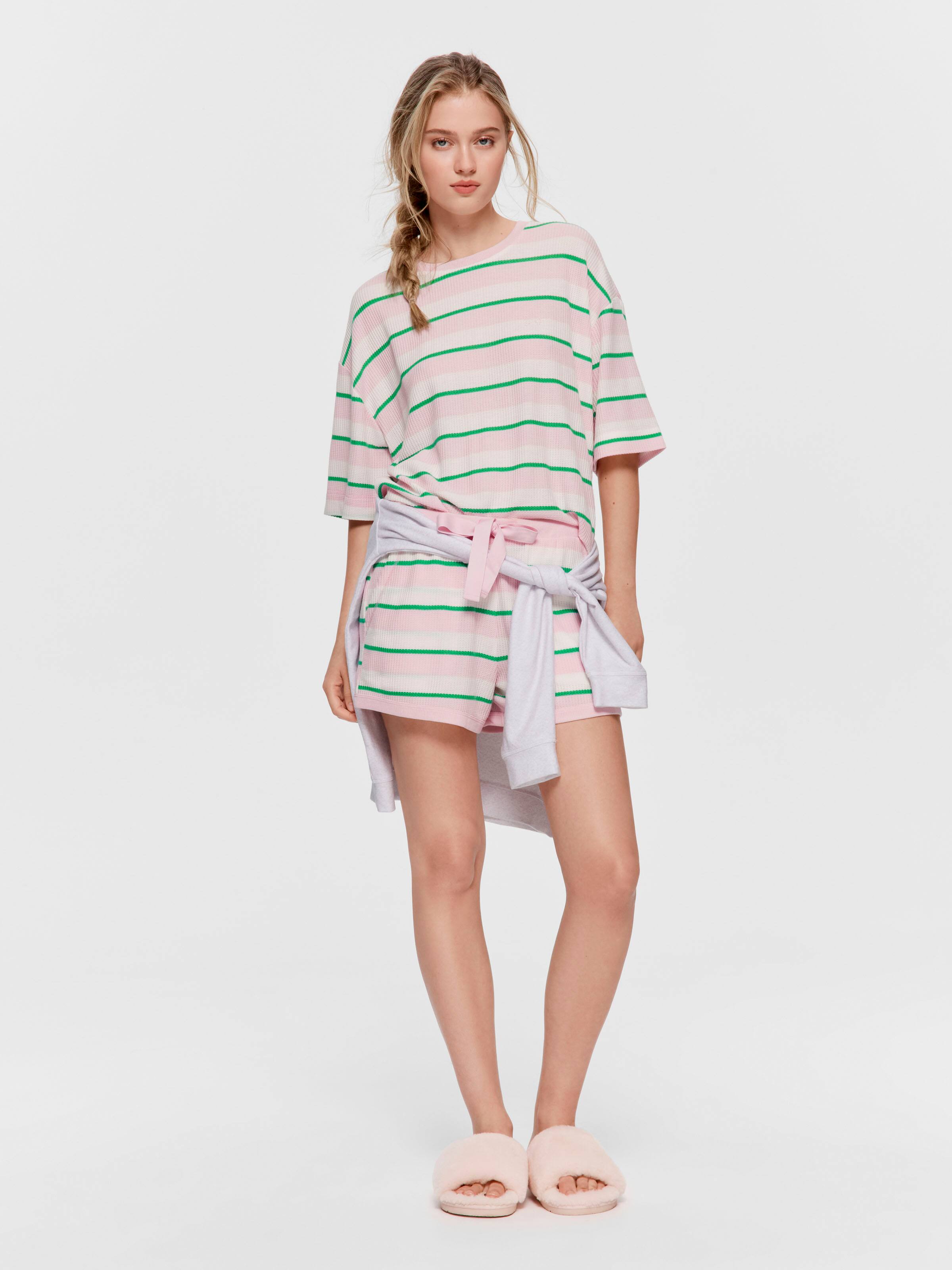 Stripe Waffle Mini Short