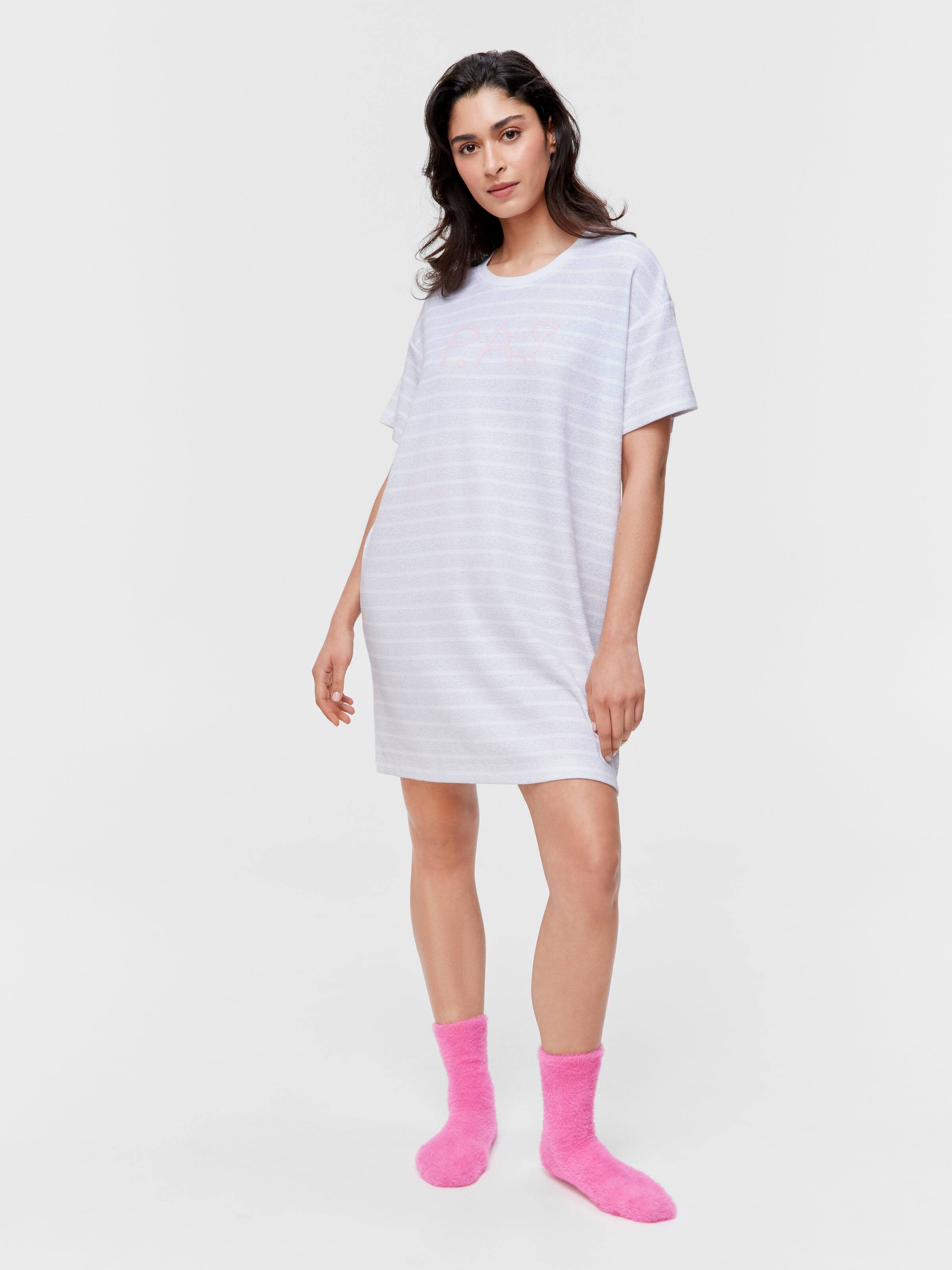 Grey Stripe Waffle Sleep Tee