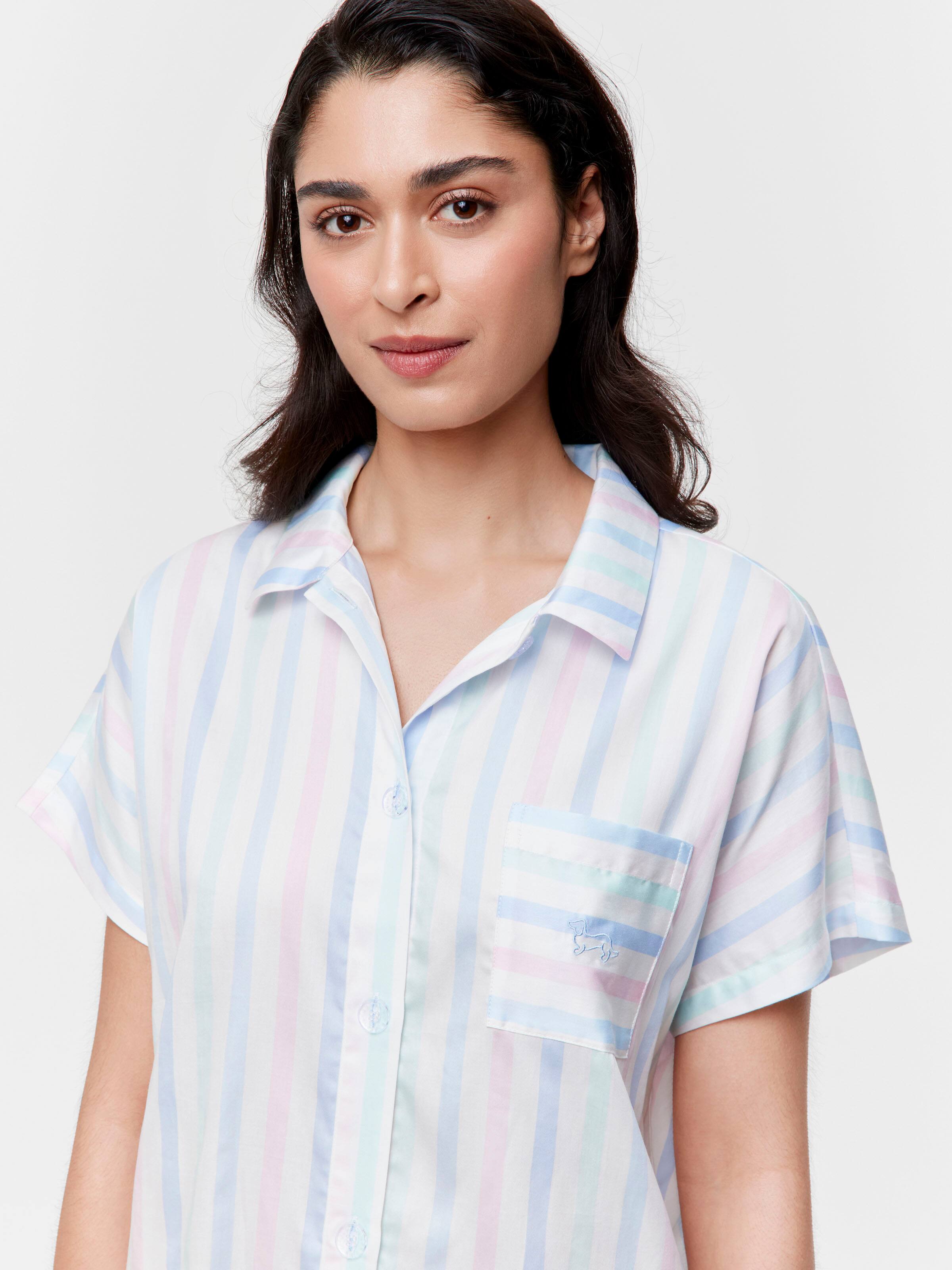 Pastel Stripe 100% Cotton Boyfriend Nightshirt
