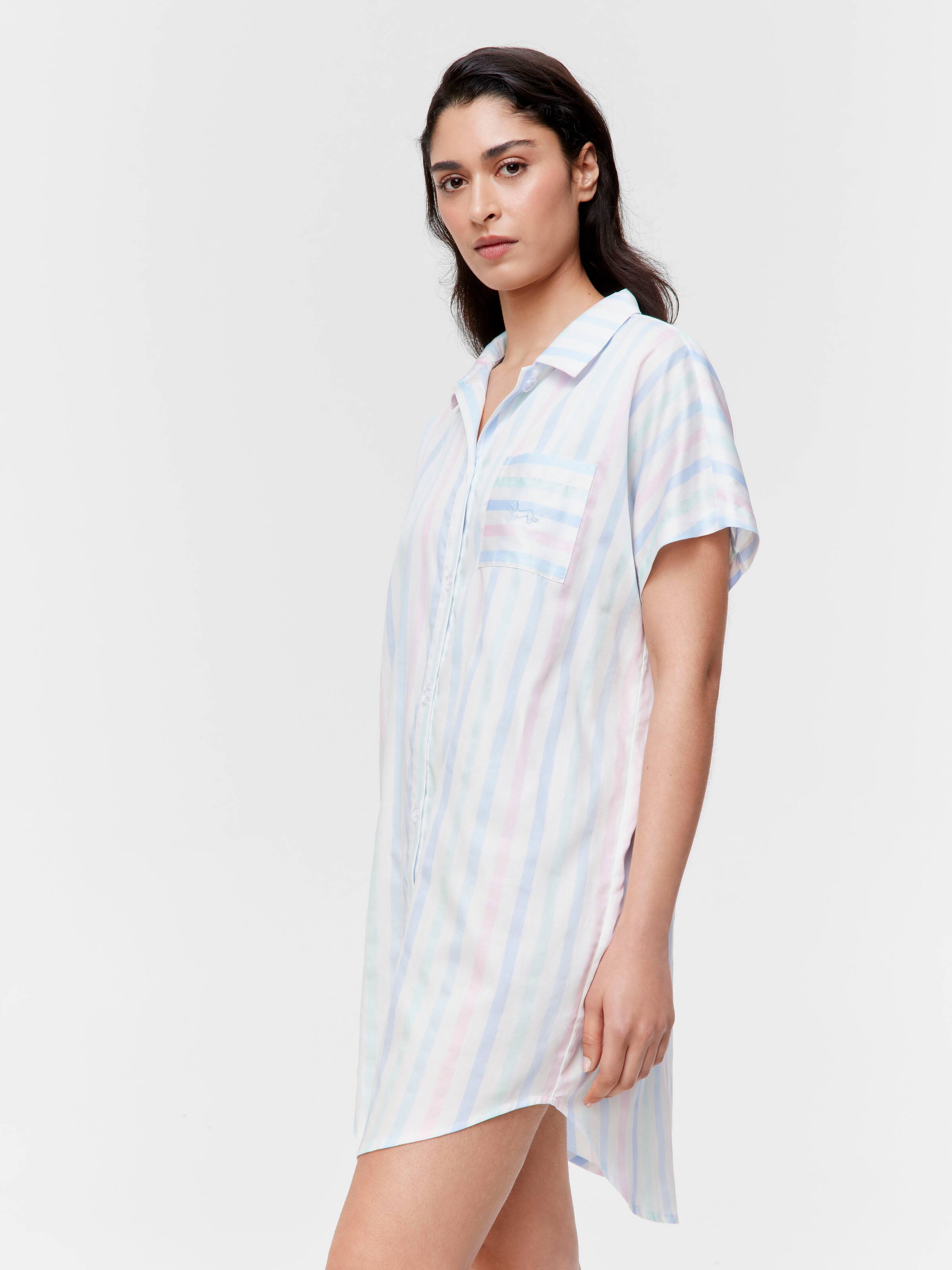 Pastel Stripe 100% Cotton Boyfriend Nightshirt