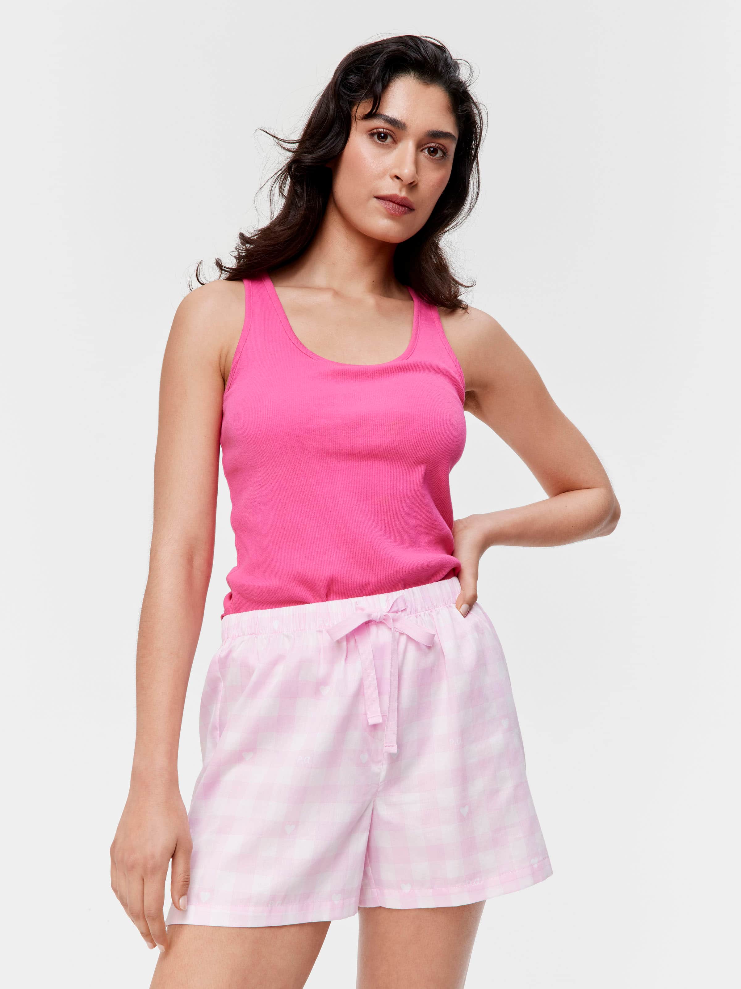 Hearts Gingham 100% Cotton Mid Short