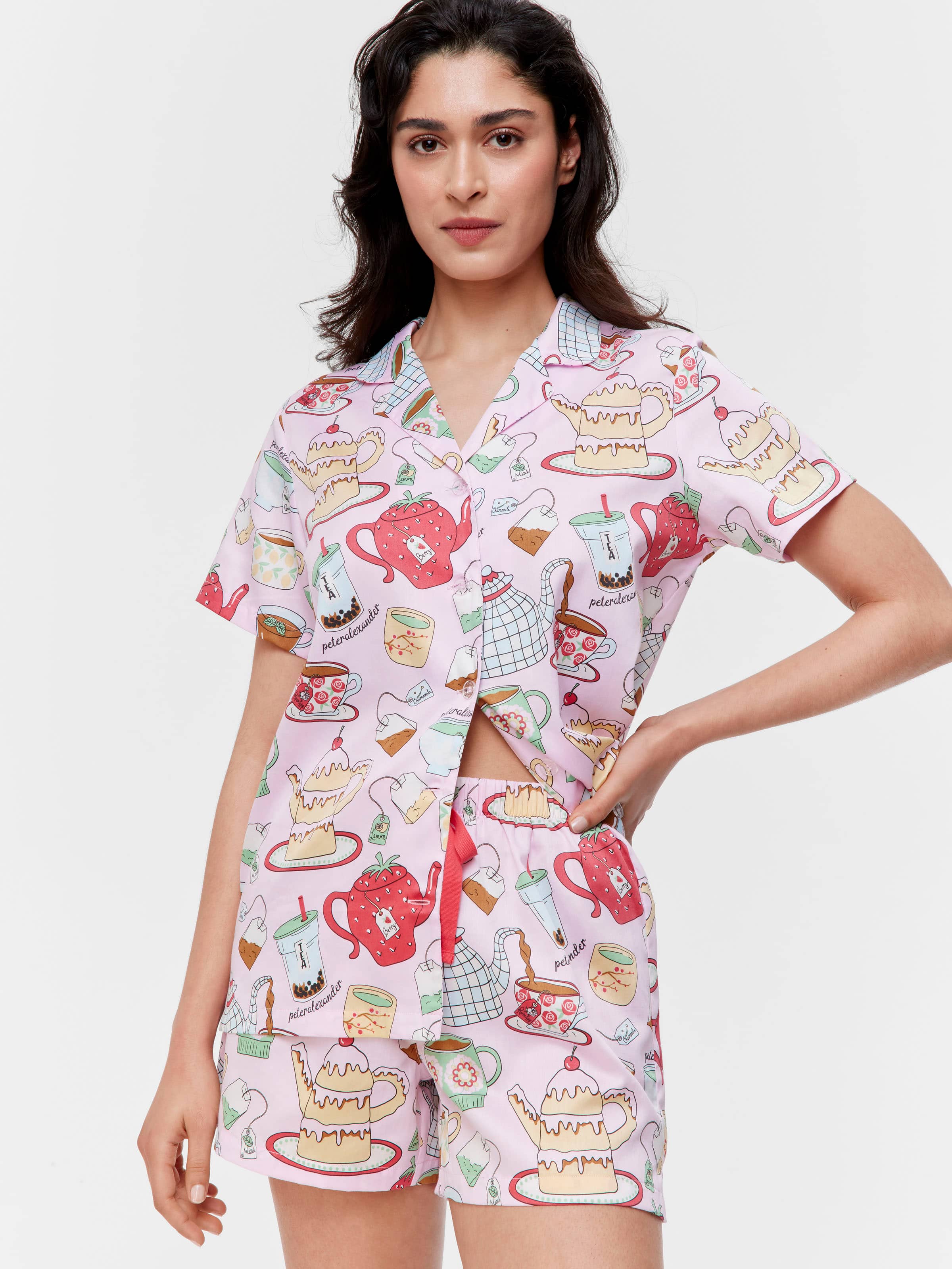 Tea Time 100% Cotton Shortie Pj Set