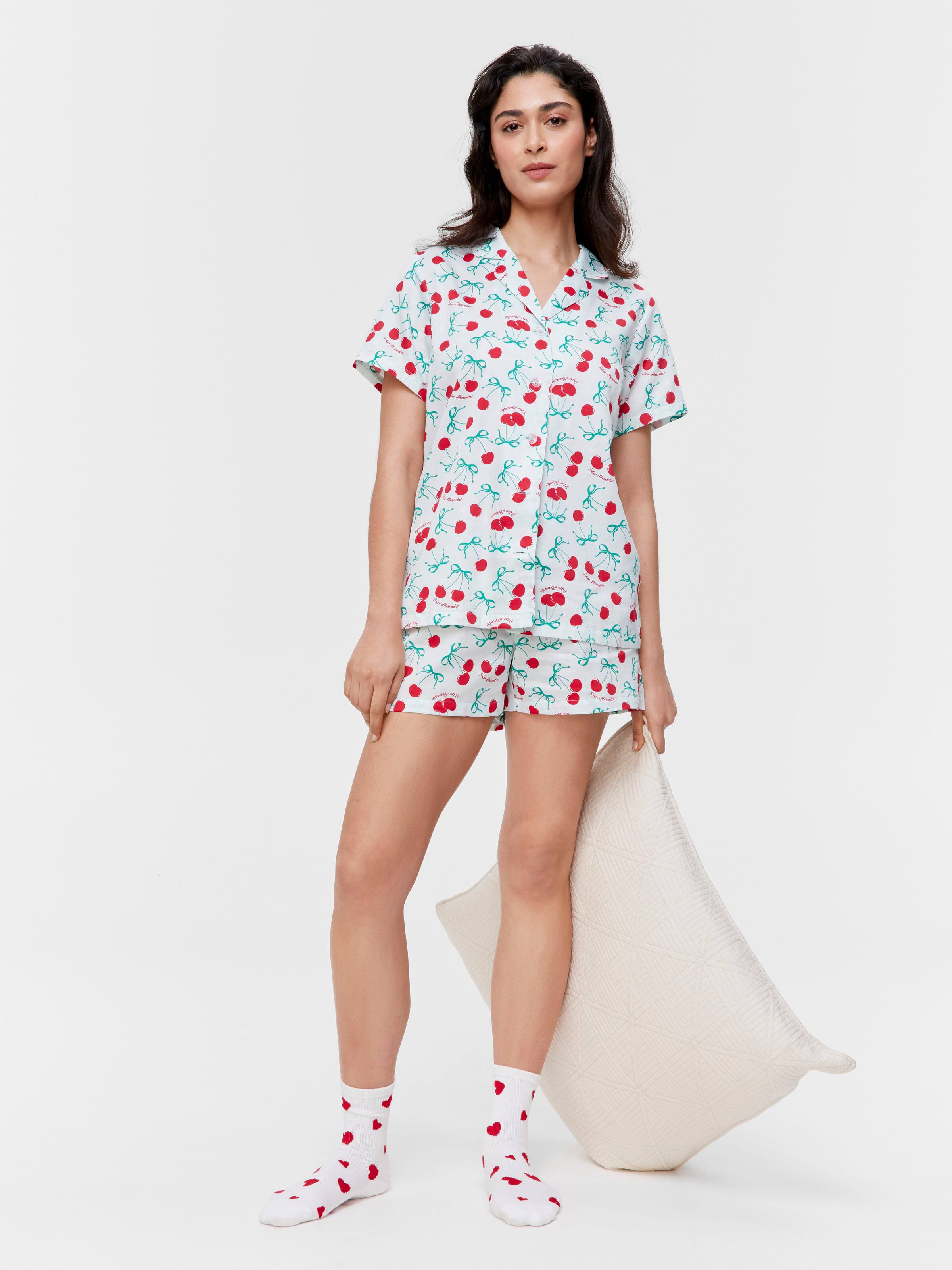 Cherry 100% Cotton Shortie Pj Set