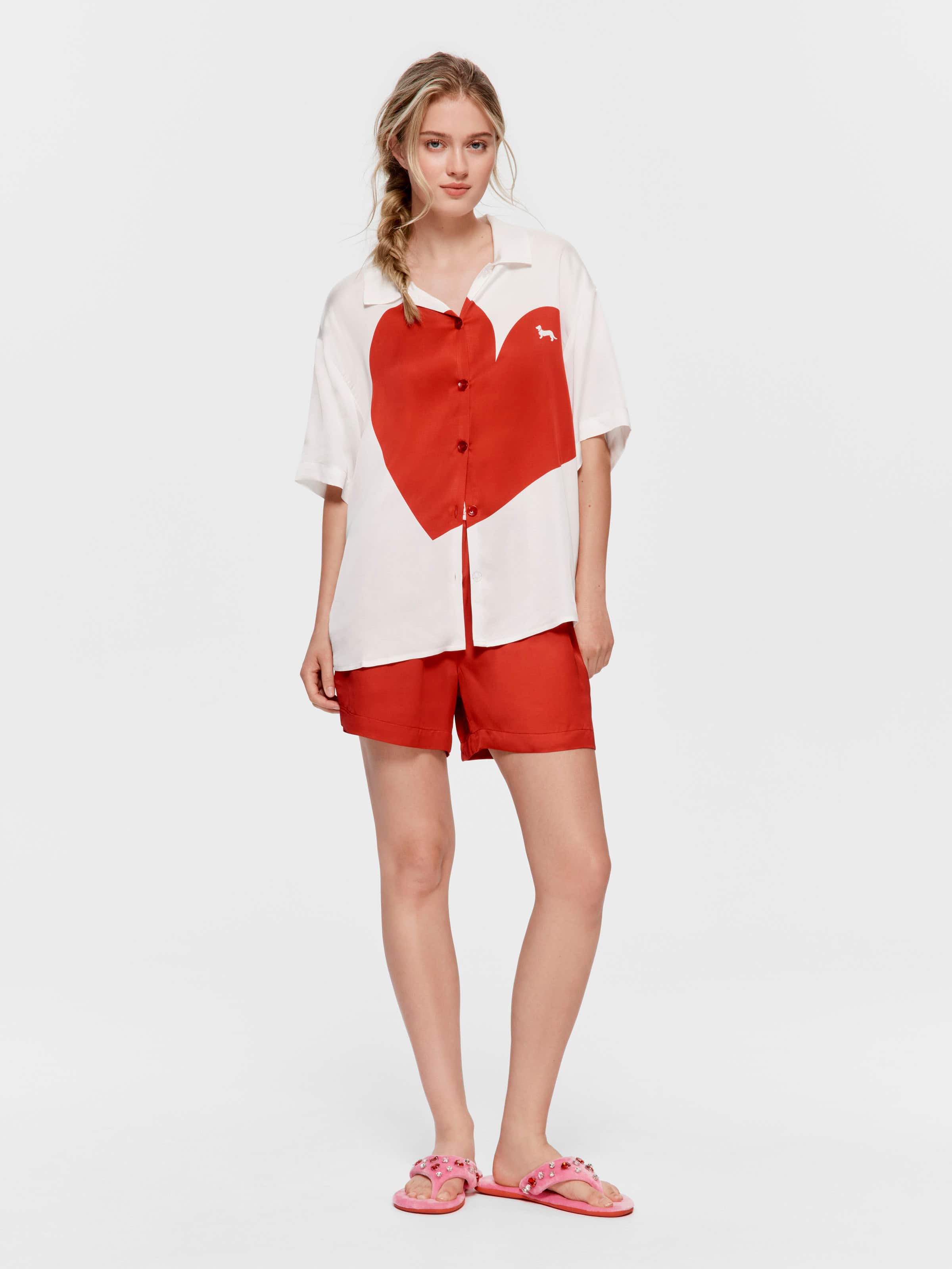Red Heart Shortie Pj Set