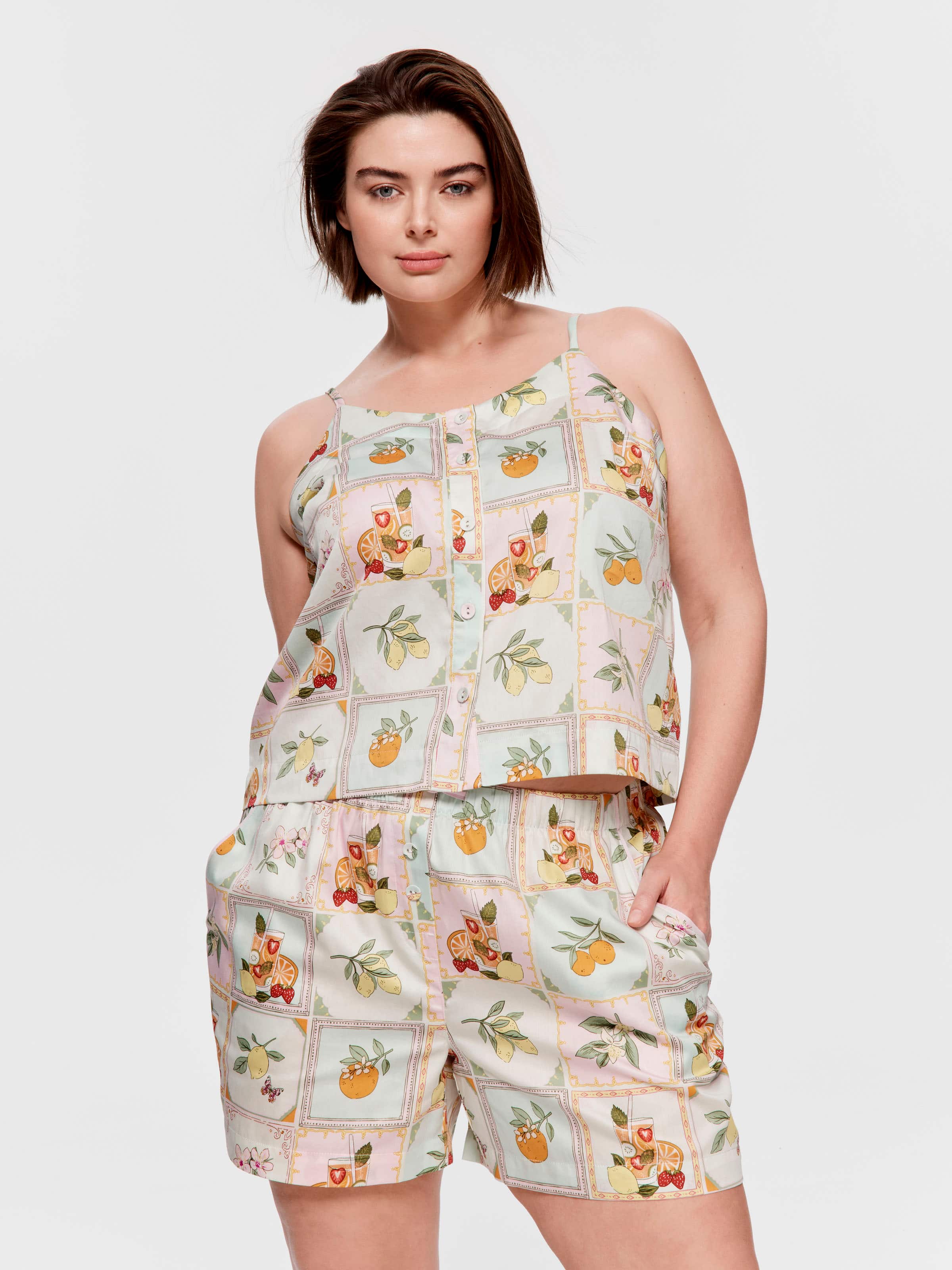 P.A. Plus Summer Garden Tile 100% Cotton Cami