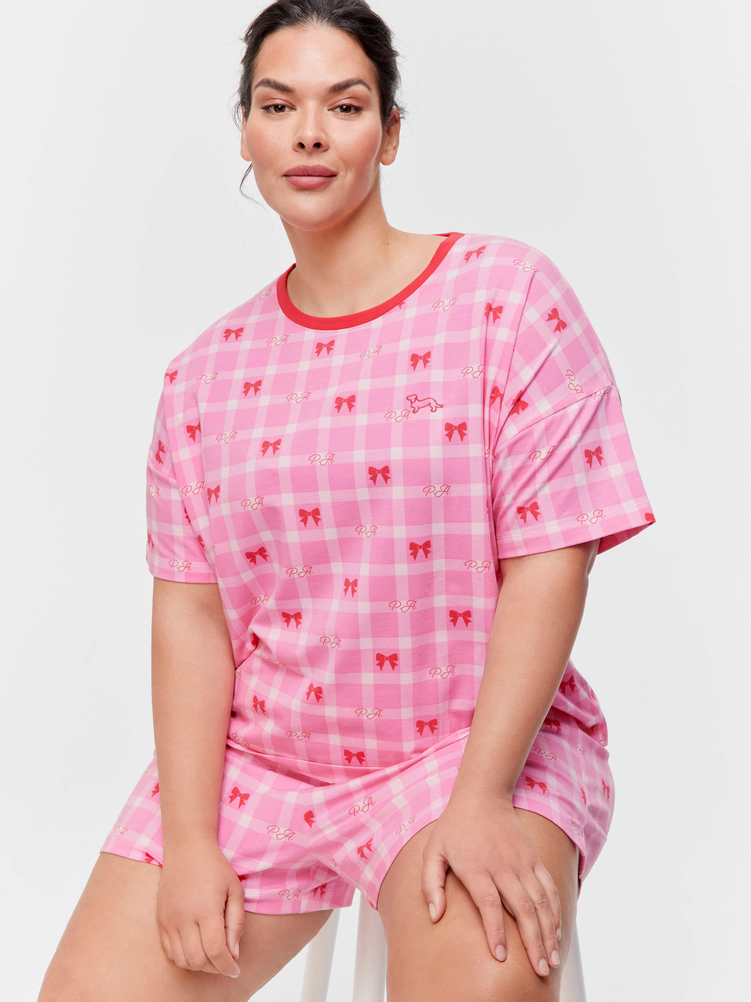 P.A. Plus Bow Check Shortie Pj Set