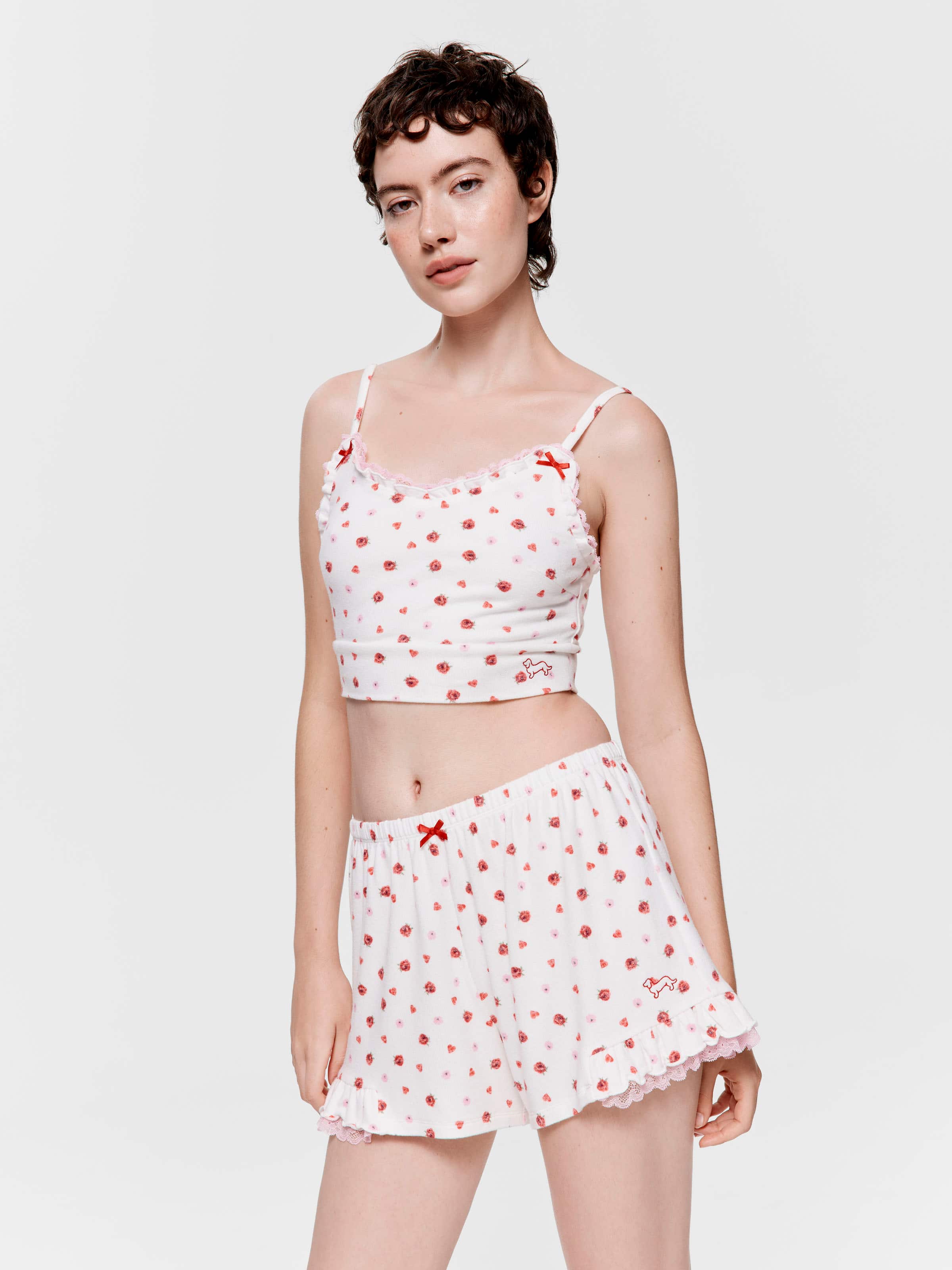 Rose Heart Fuzzy Frill Mini Short