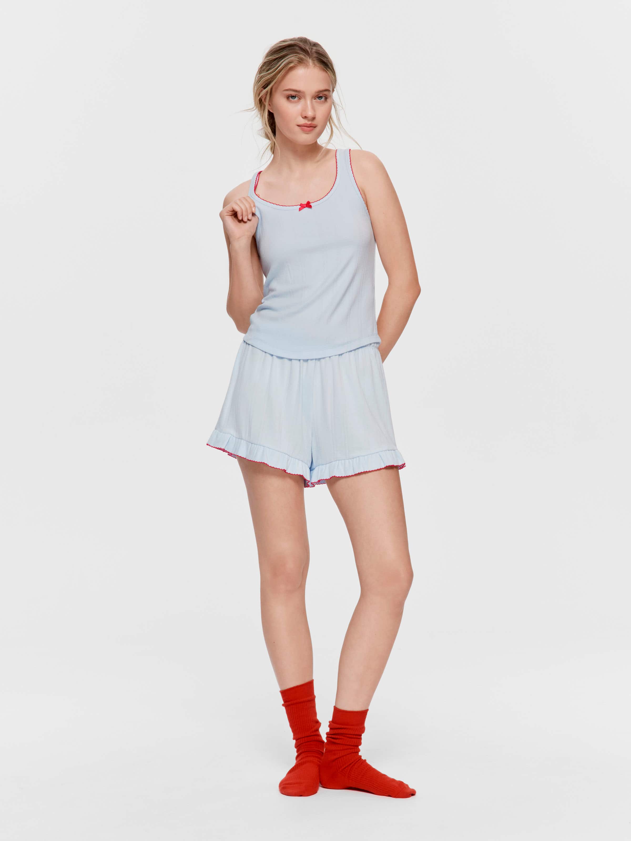 Contrast Trim Pointelle Tank