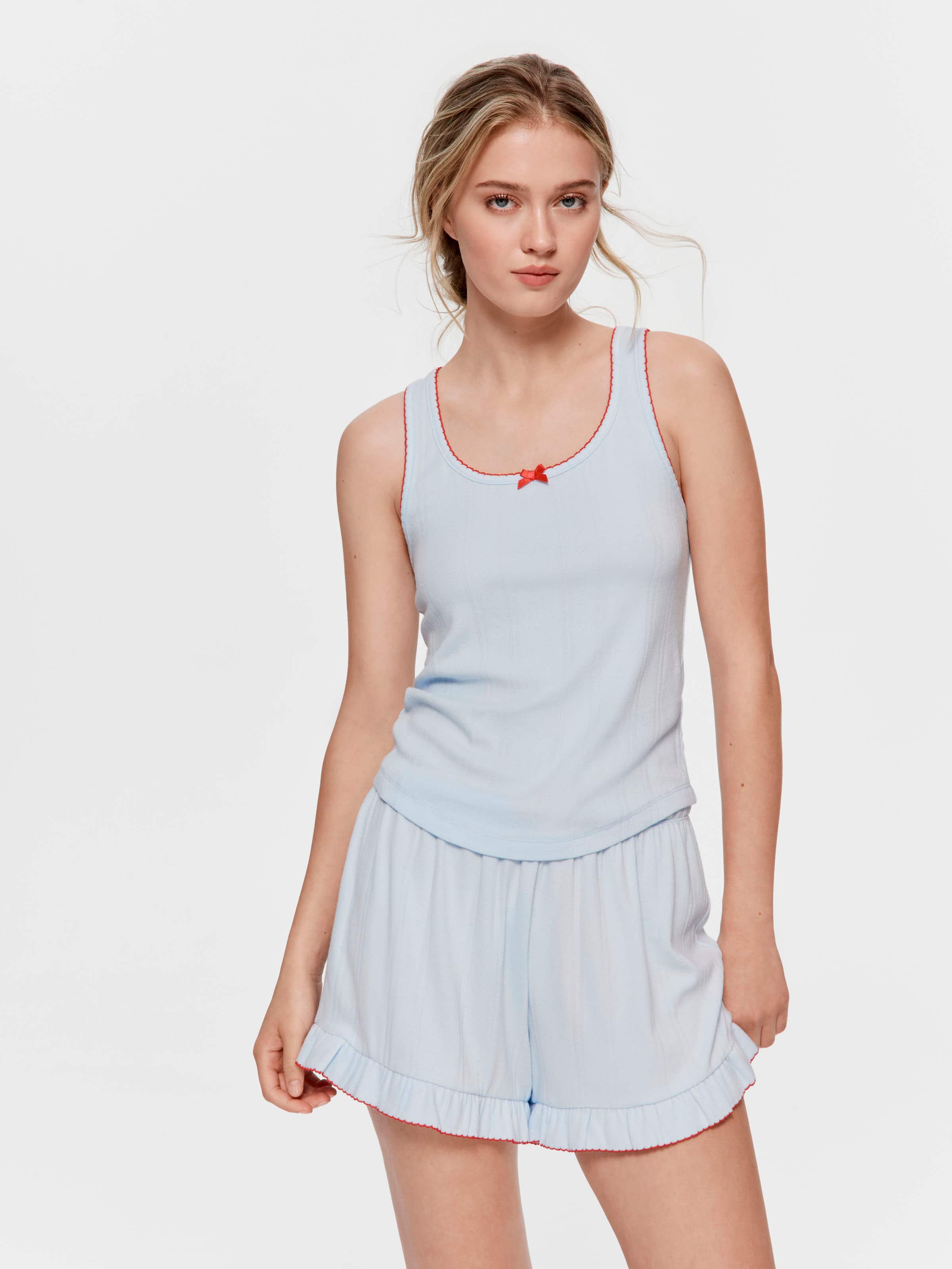 Contrast Trim Pointelle Tank