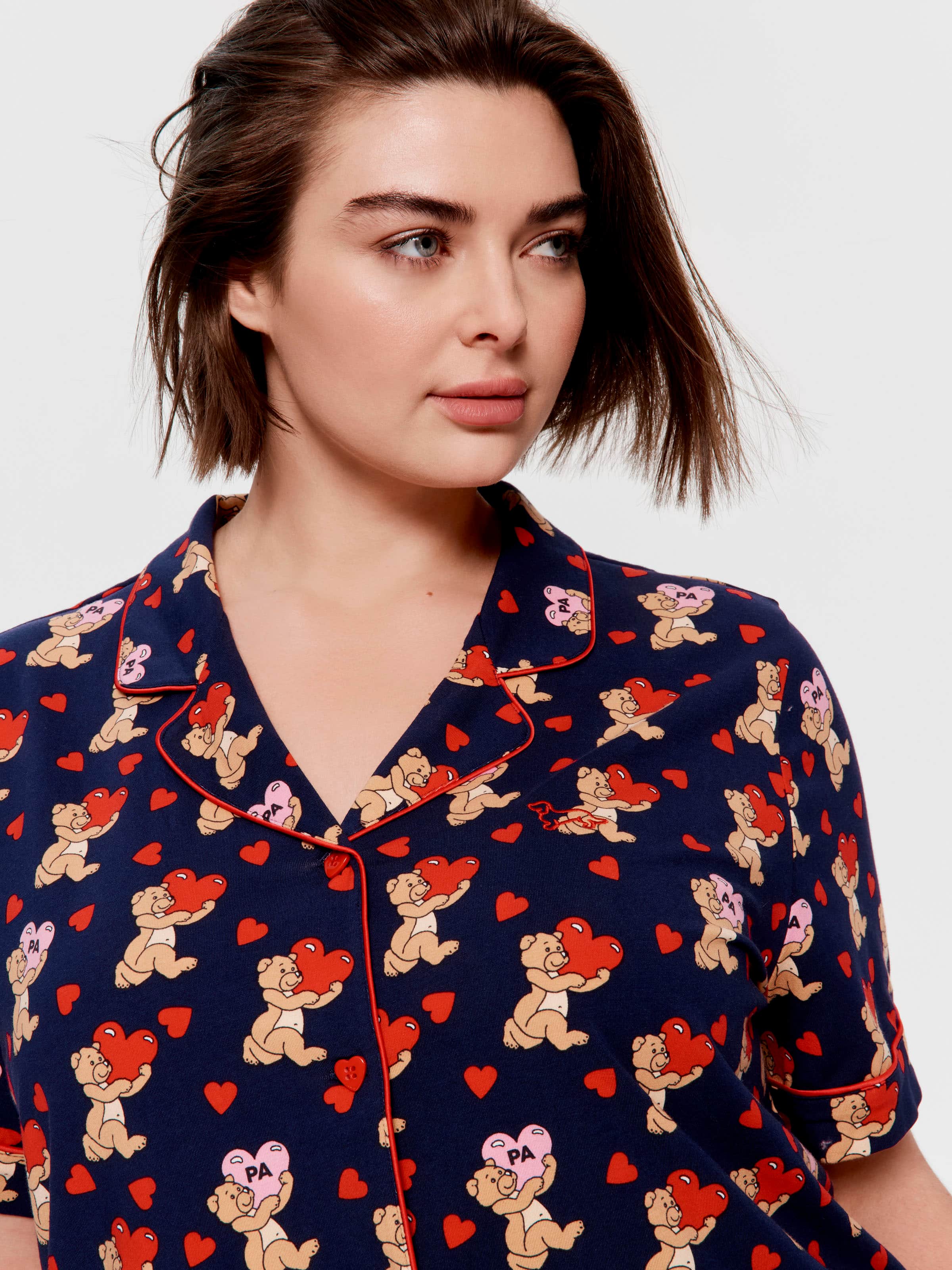 P.A. Plus I Love You Teddy Shortie Pj Set