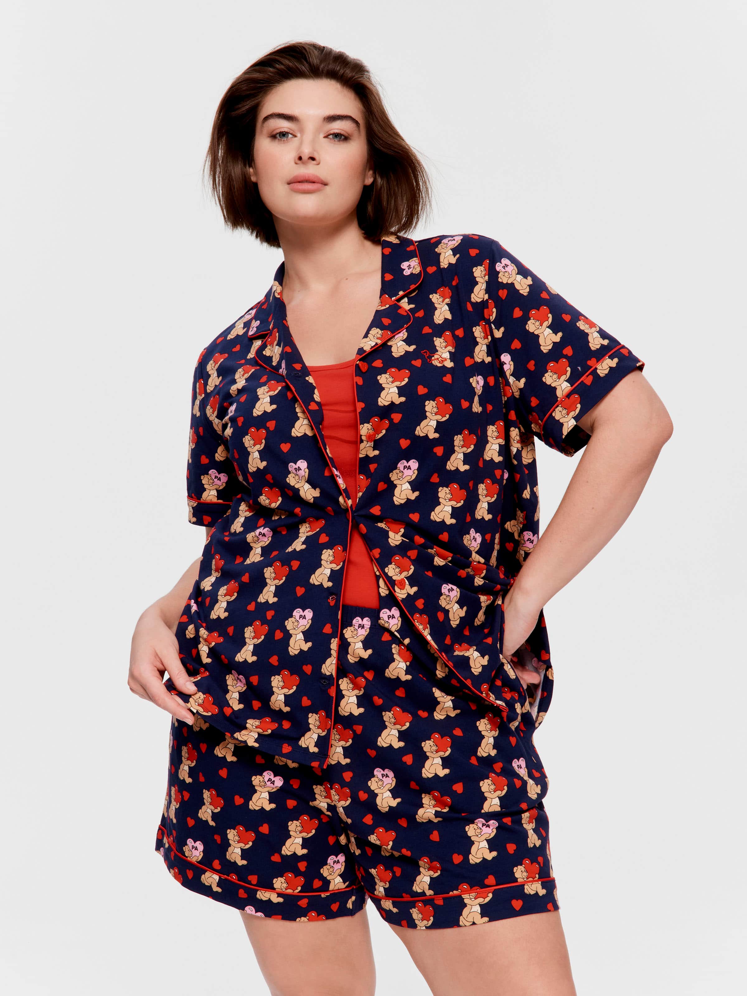 P.A. Plus I Love You Teddy Shortie Pj Set