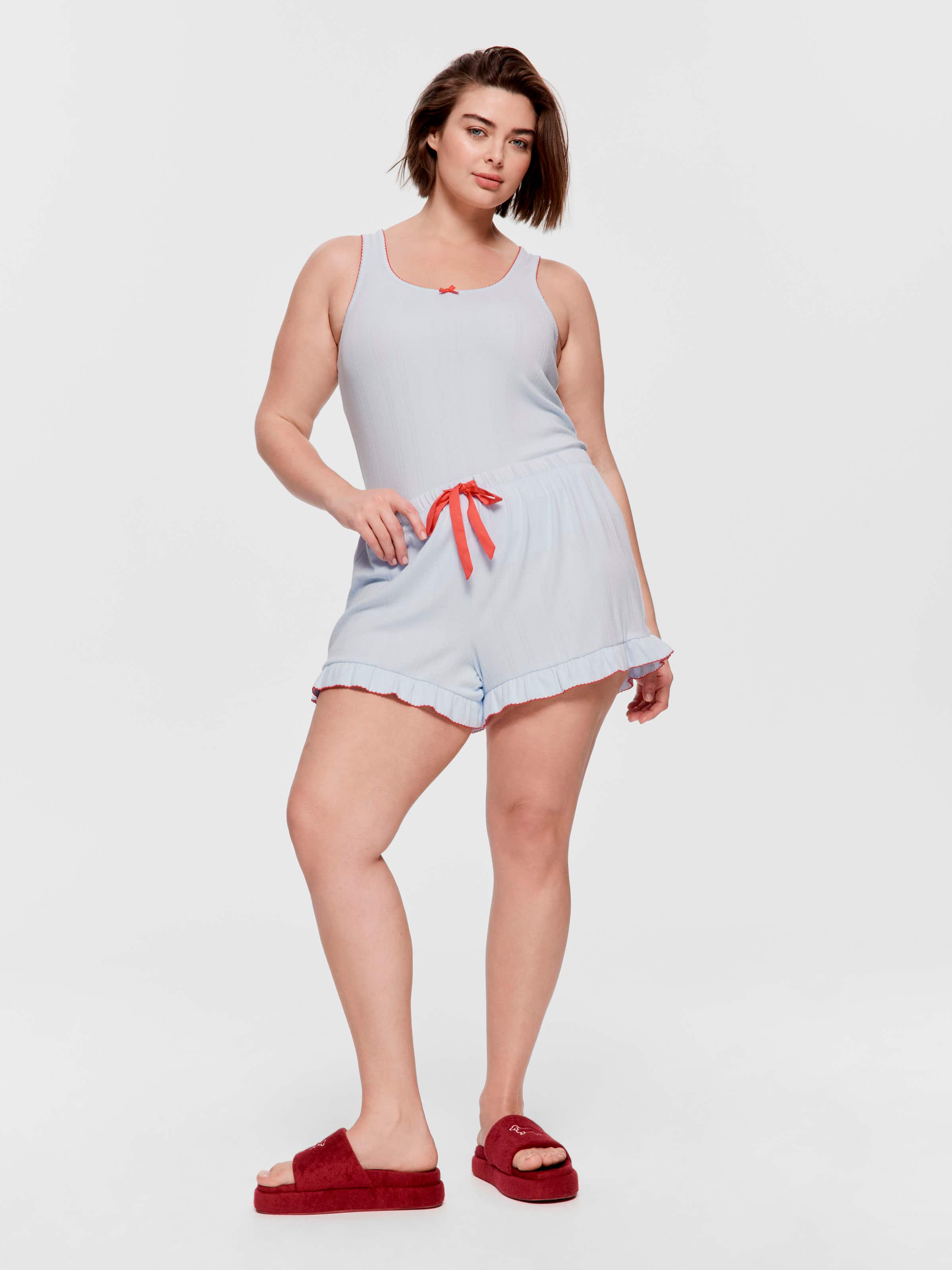 P.A. Plus Contrast Trim Pointelle Flutter Mini Short