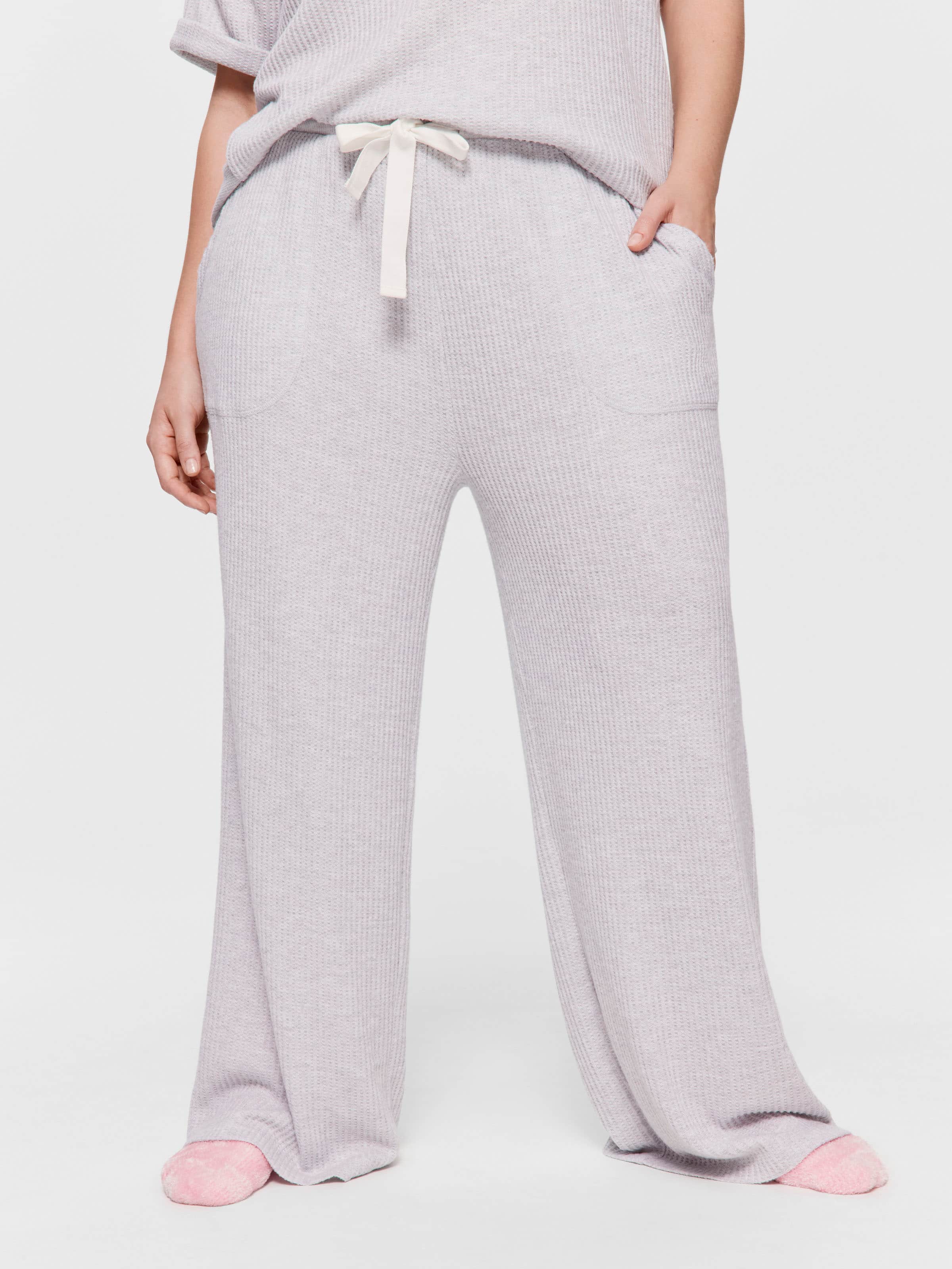 P.A. Plus Light Grey Waffle Wide Leg Pj Pant