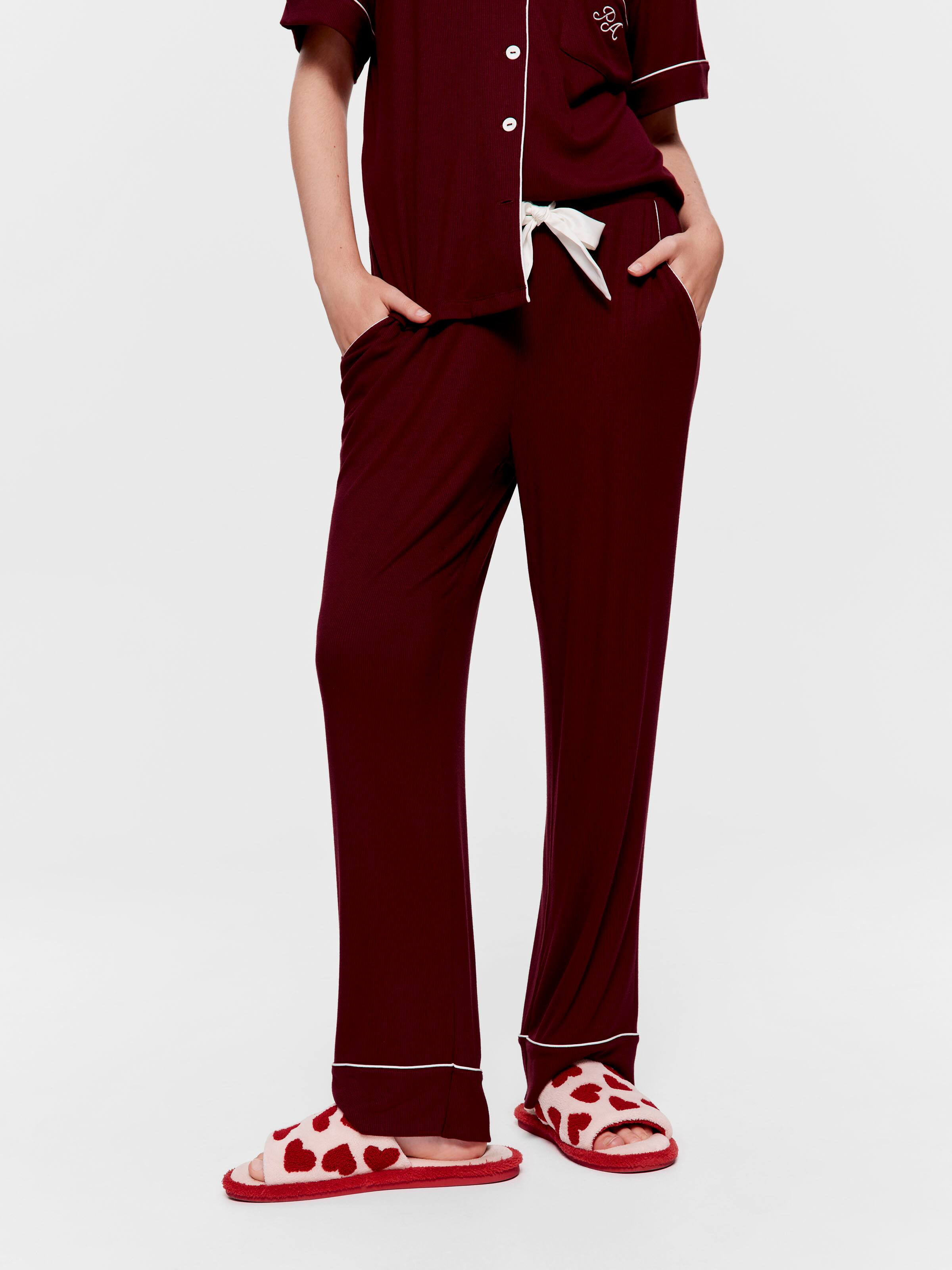 Auburn Bamboo Rib Straight Leg Pj Pant