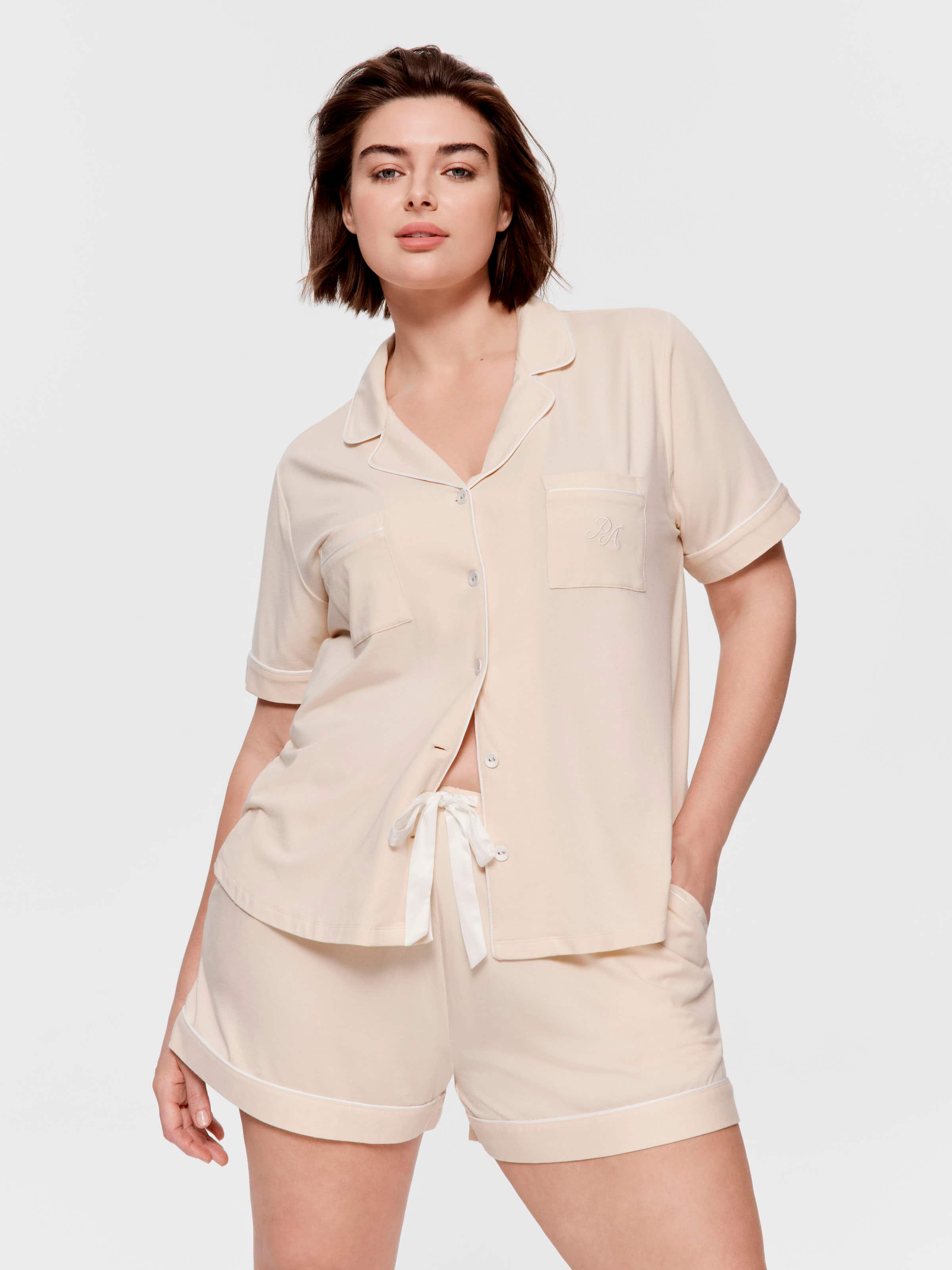 P.A. Plus Vanilla  Bamboo Jersey Shortie Pj Set