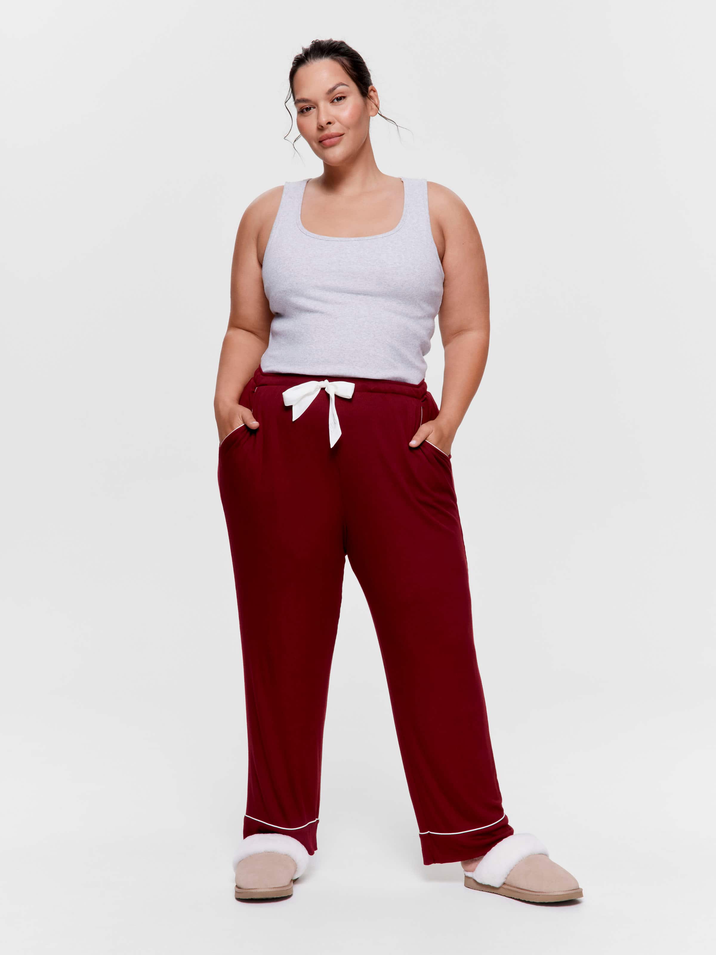 P.A. Plus Auburn Bamboo Rib Straight Leg Pj Pant