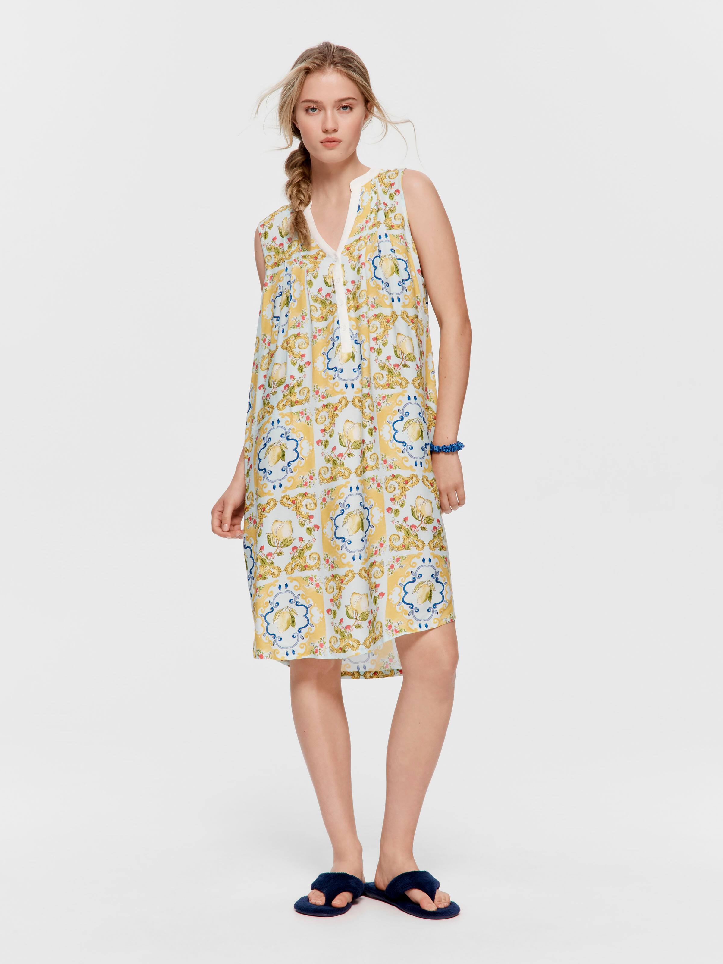 Lemon Henley Sleeveless Nightie