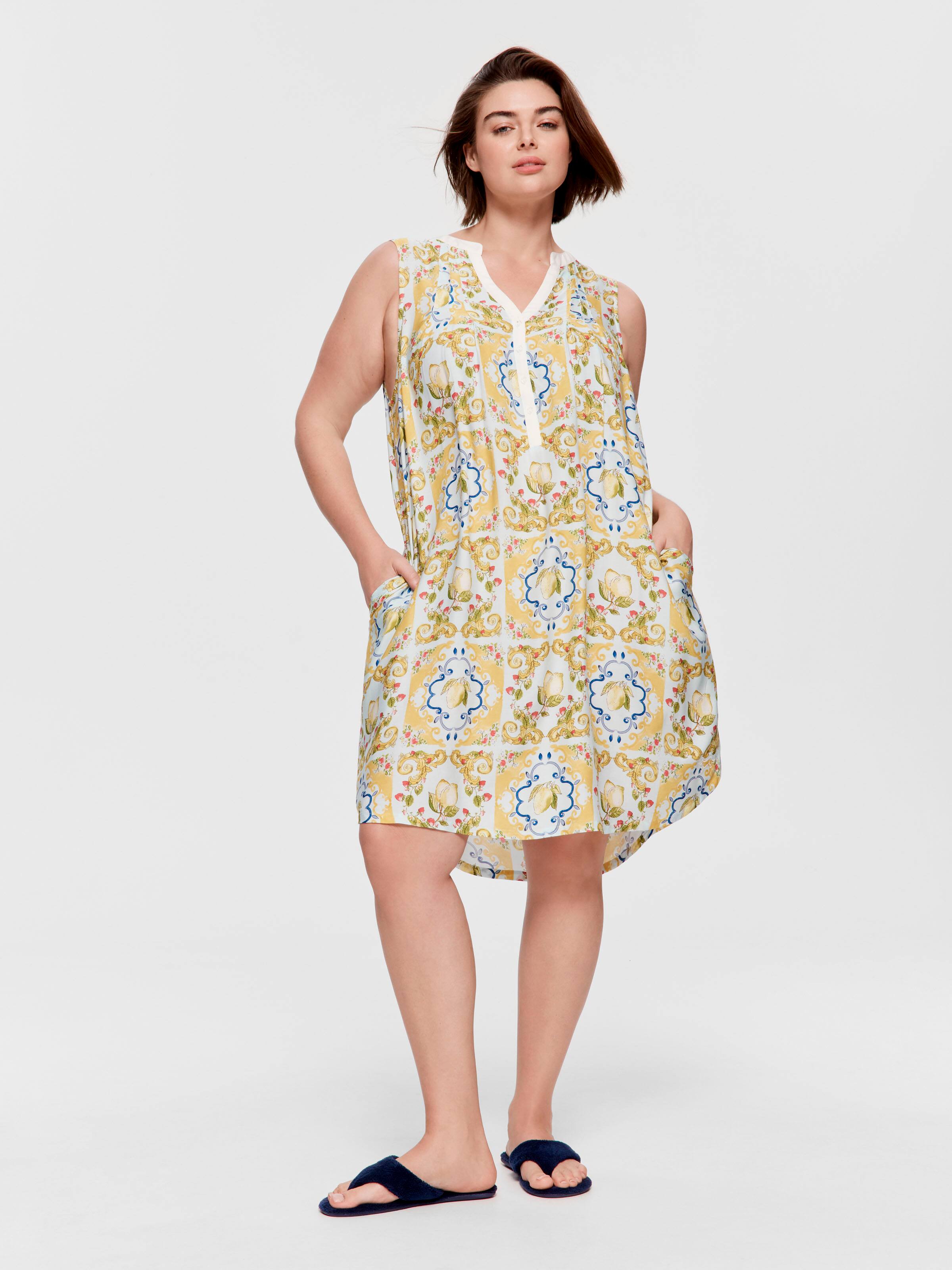 P.A. Plus Lemon Henley Sleeveless Nightie