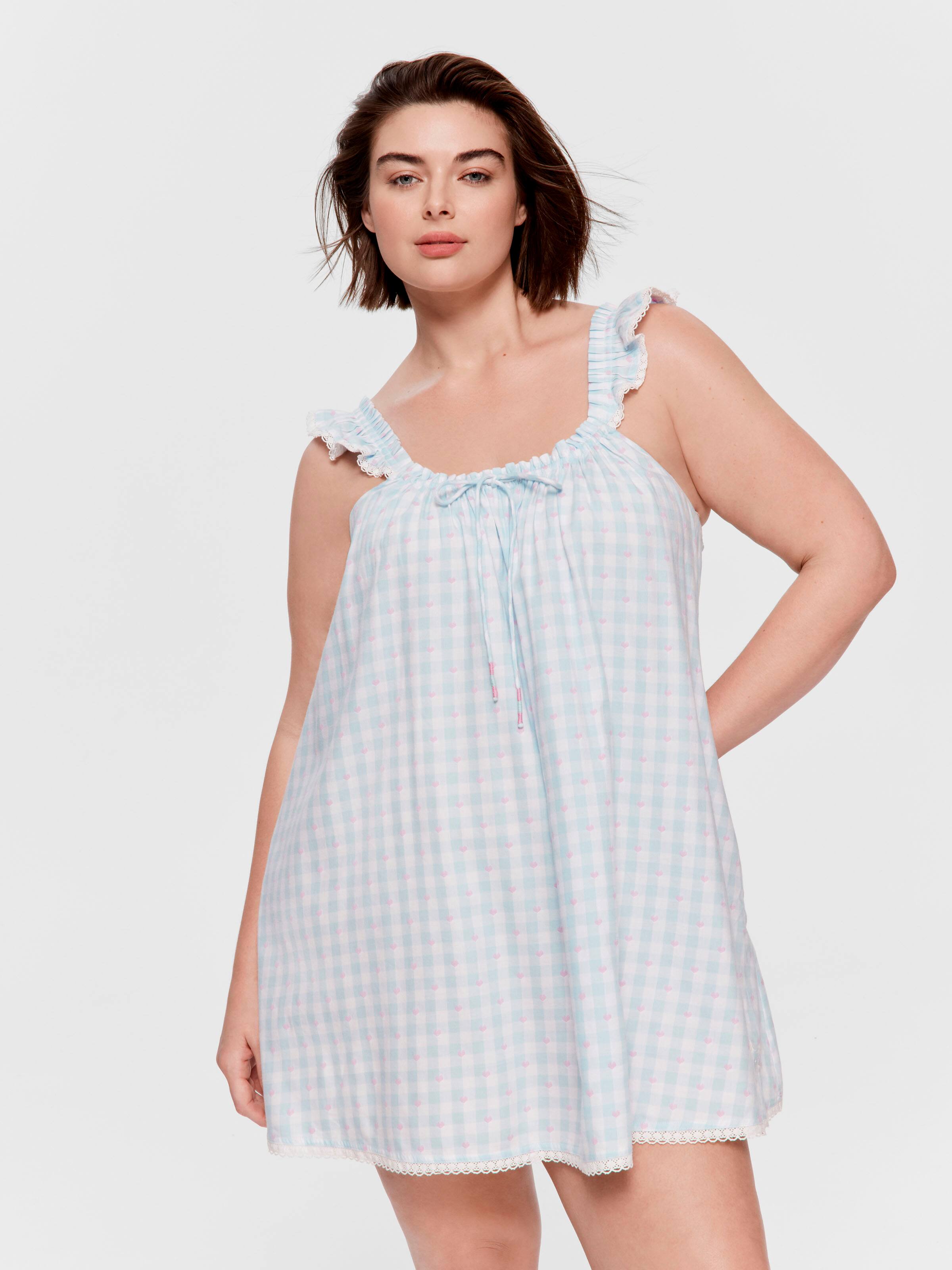 P.A. Plus Gingham Flutter Nightie