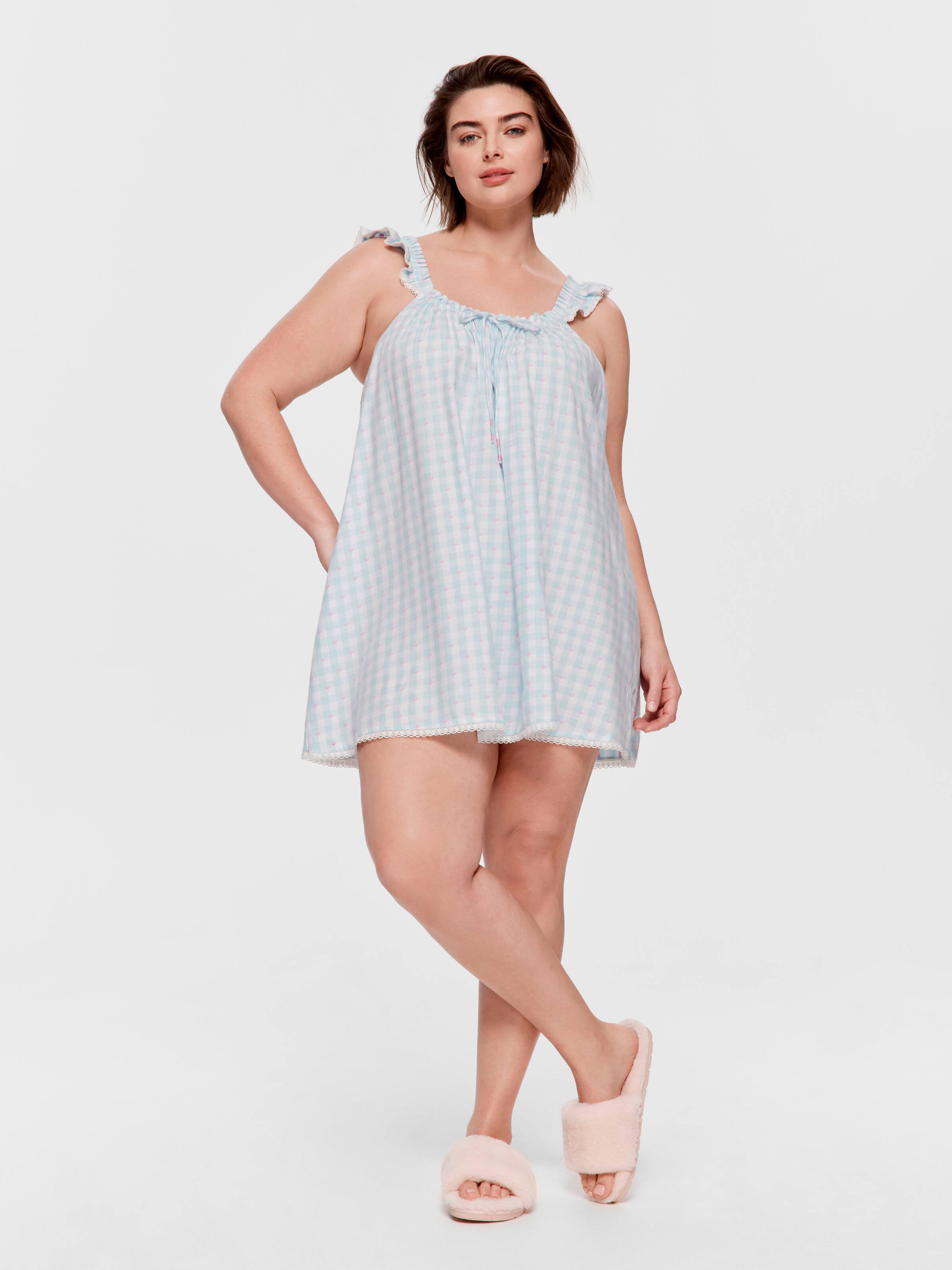 P.A. Plus Gingham Flutter Nightie