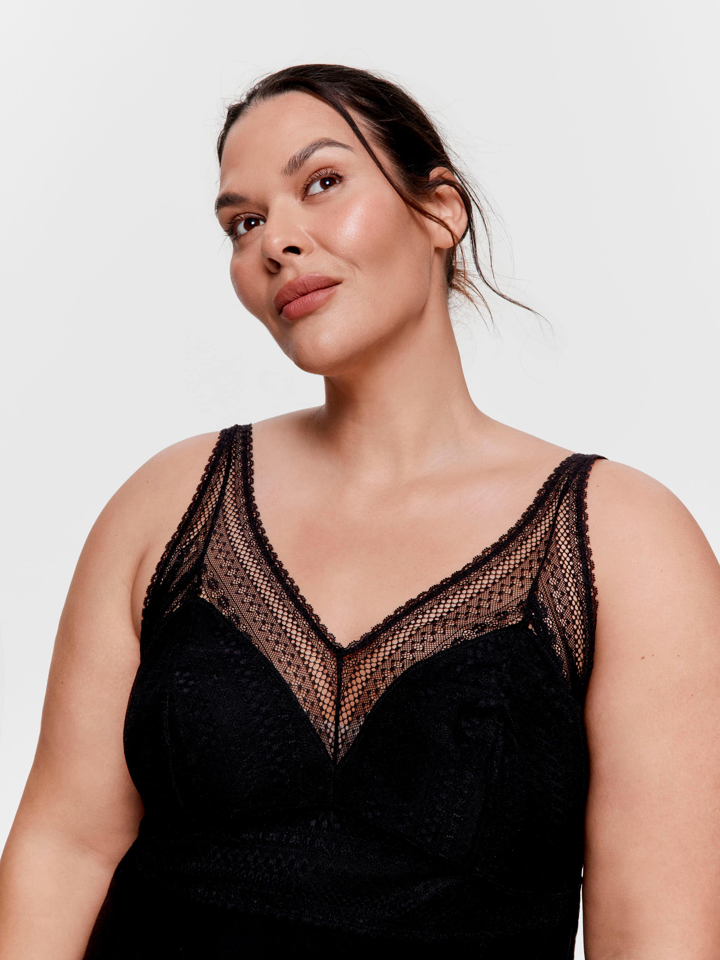 P.A. Plus Black Lace Trim Bamboo Knit Nightie