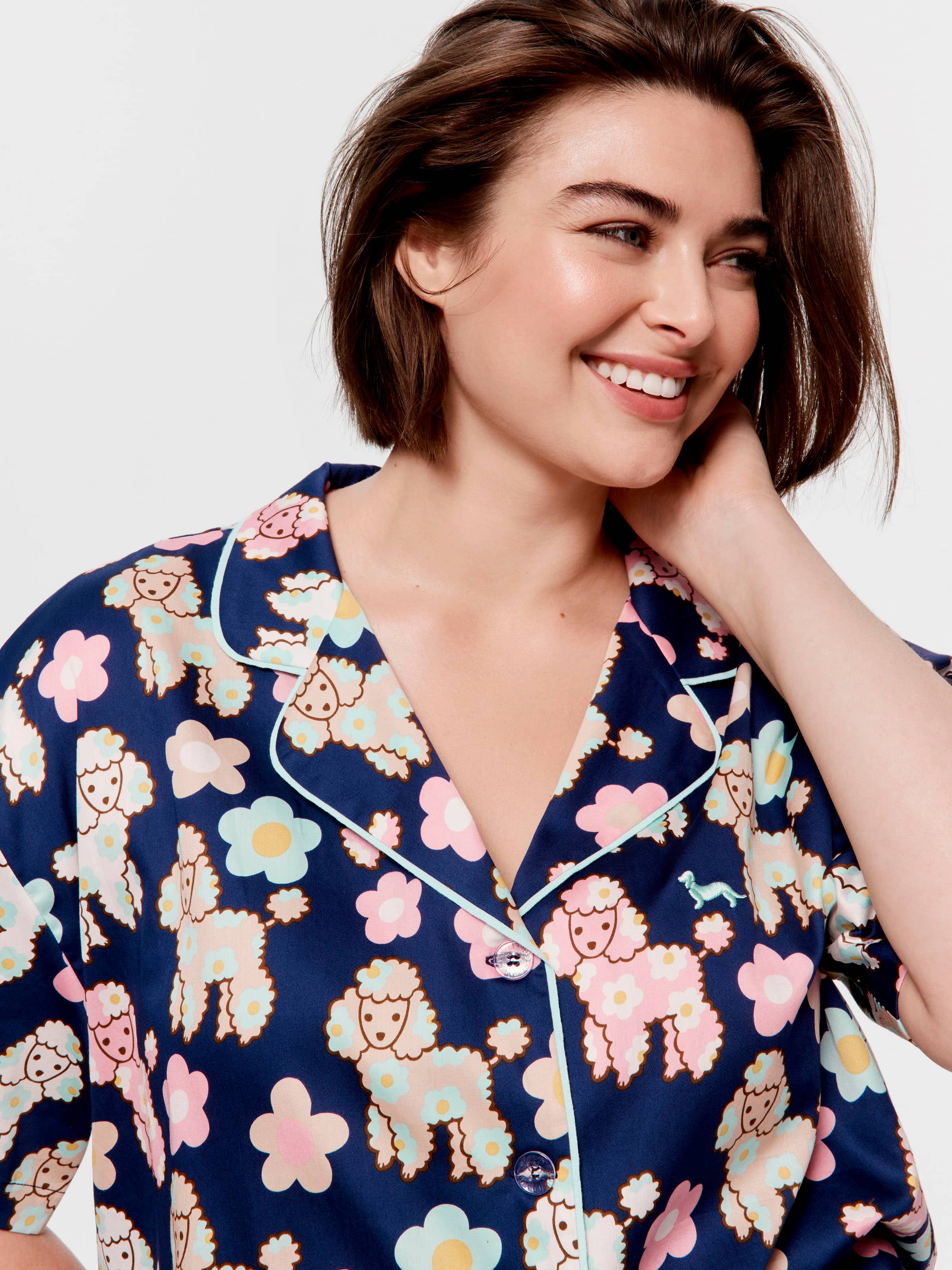 P.A. Plus Poodle Floral 100% Cotton Shortie Pj Set