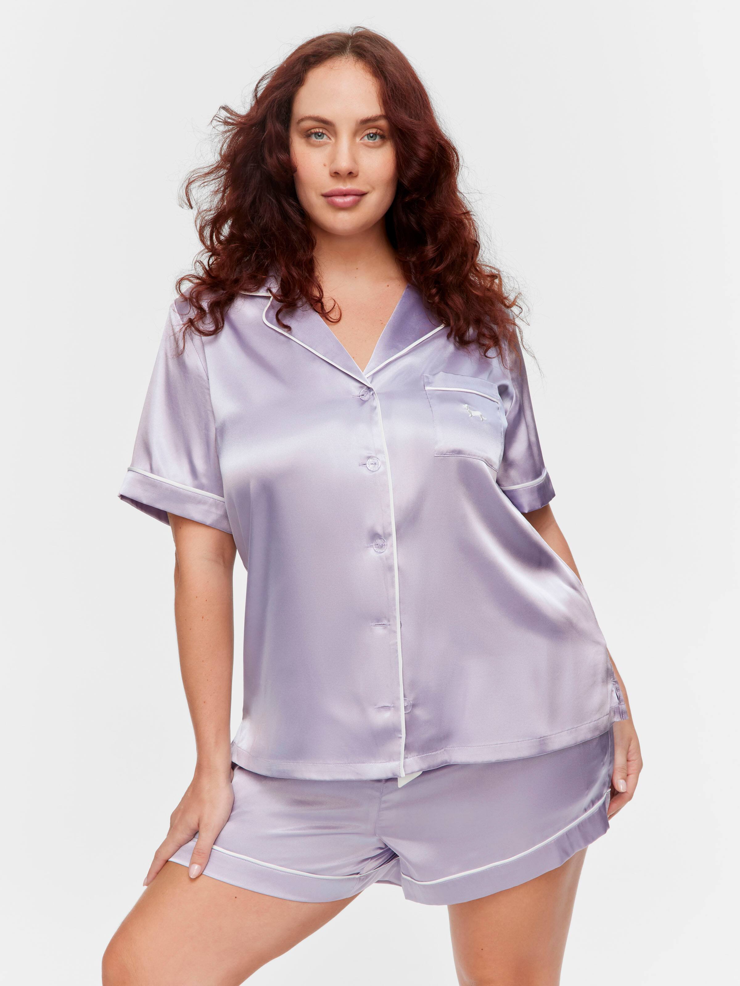 P.A. Plus Lavender Chic Satin Shortie Pj Set