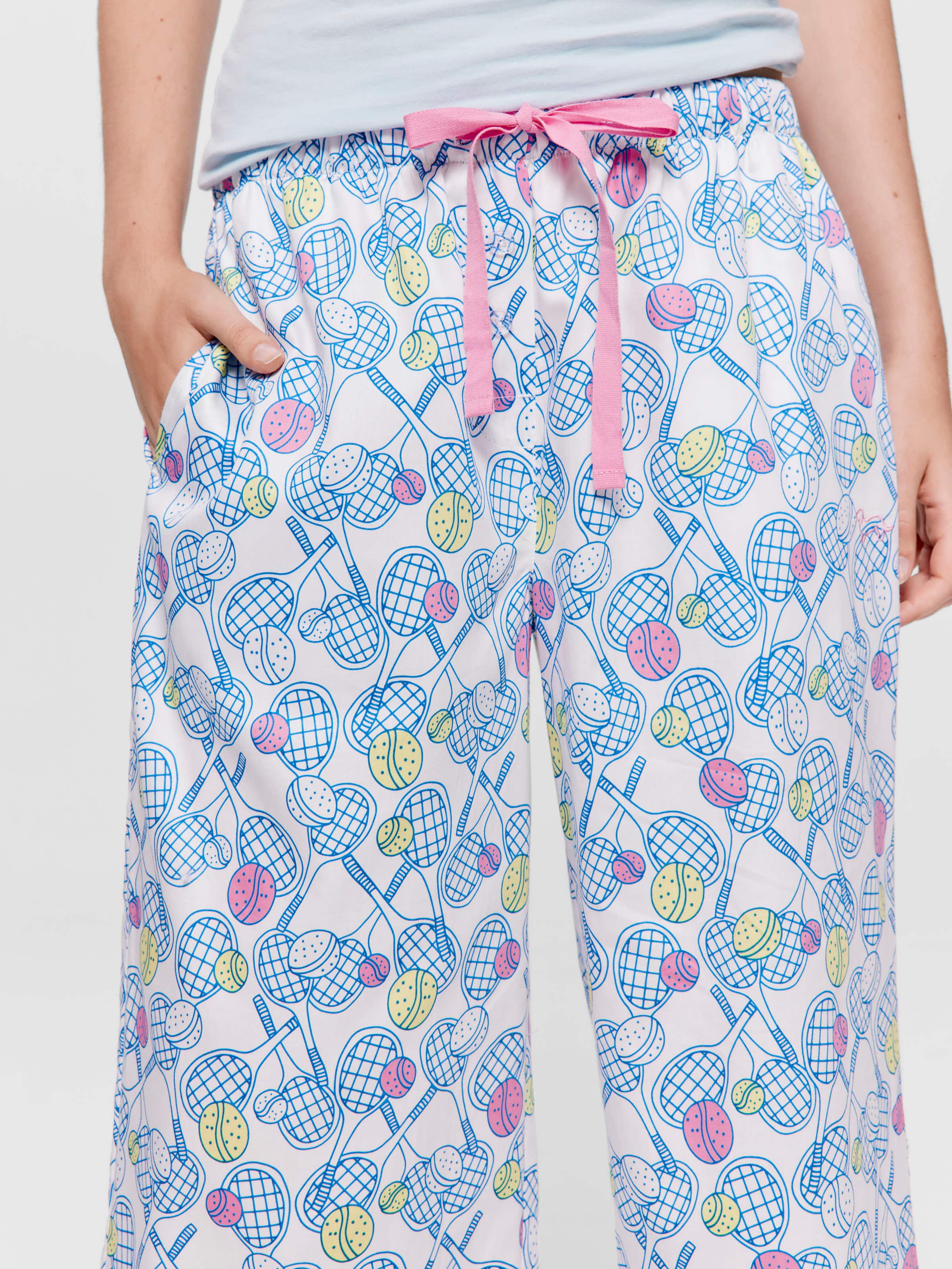 Tennis Racquet 100% Cotton 3/4 Pj Pant