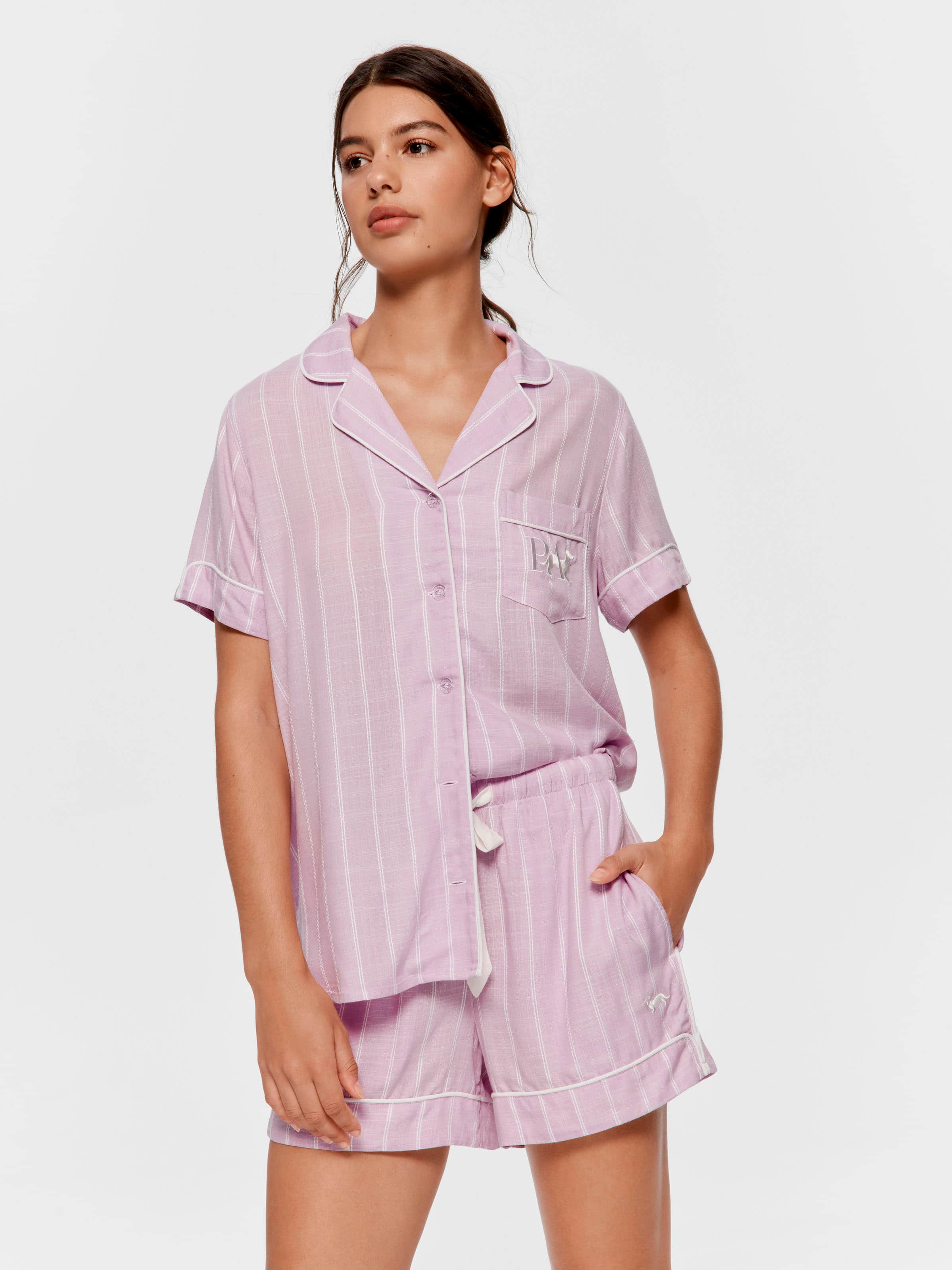 Lavender Textured Viscose Relaxed Mid Short