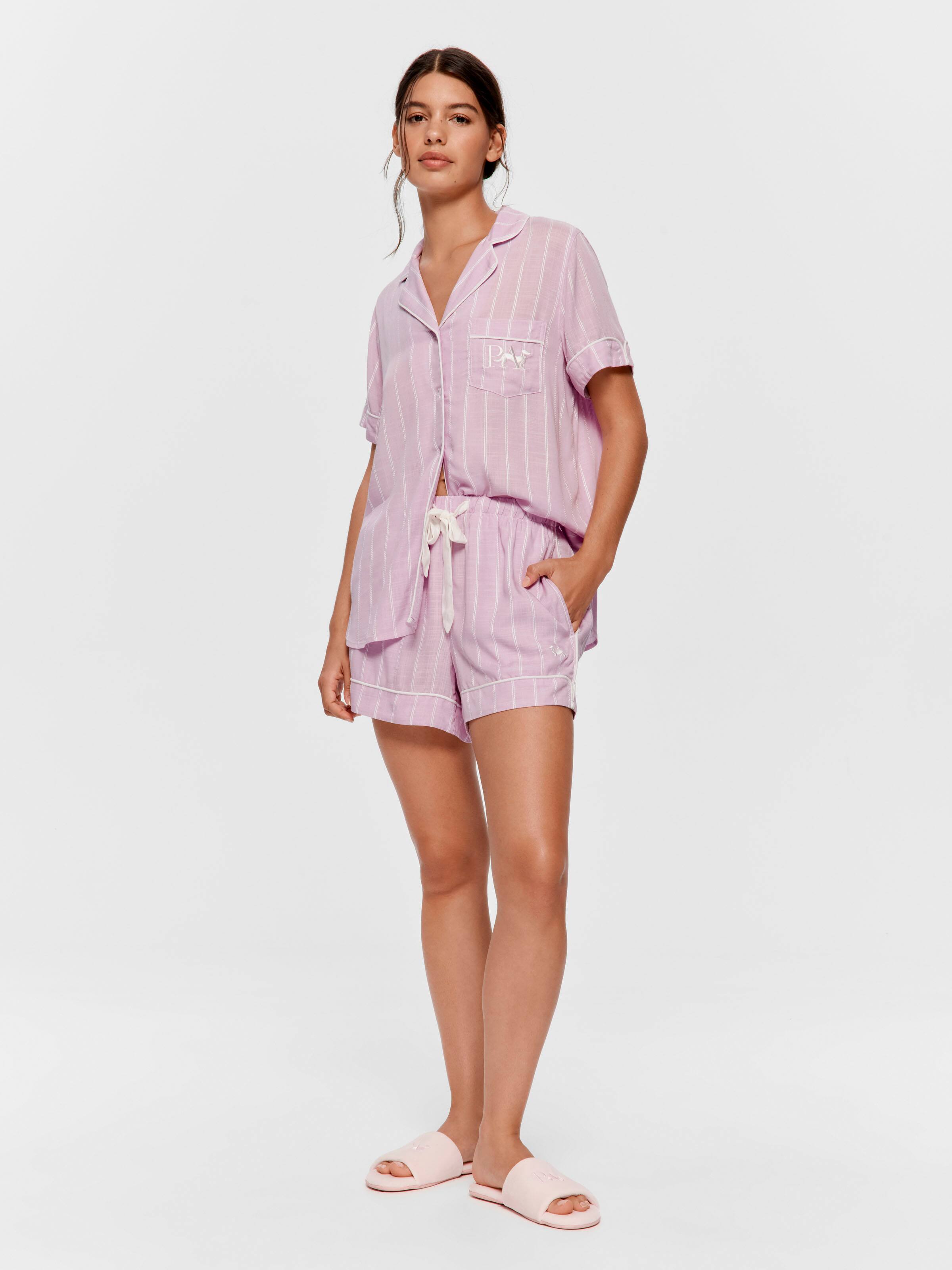 Lavender Textured Viscose Relaxed Mid Short