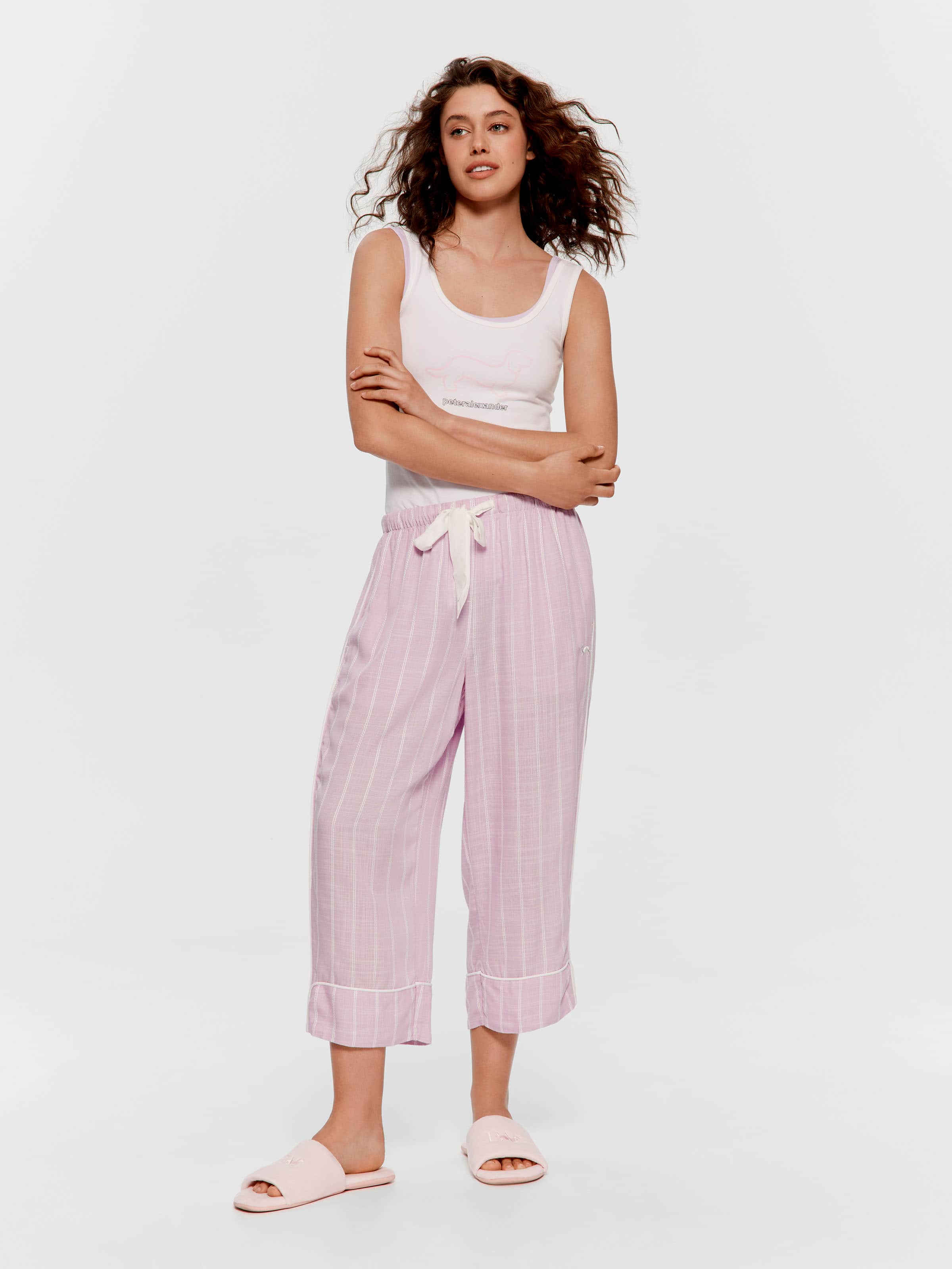 Lavender Textured Viscose 3/4 Pj Pant