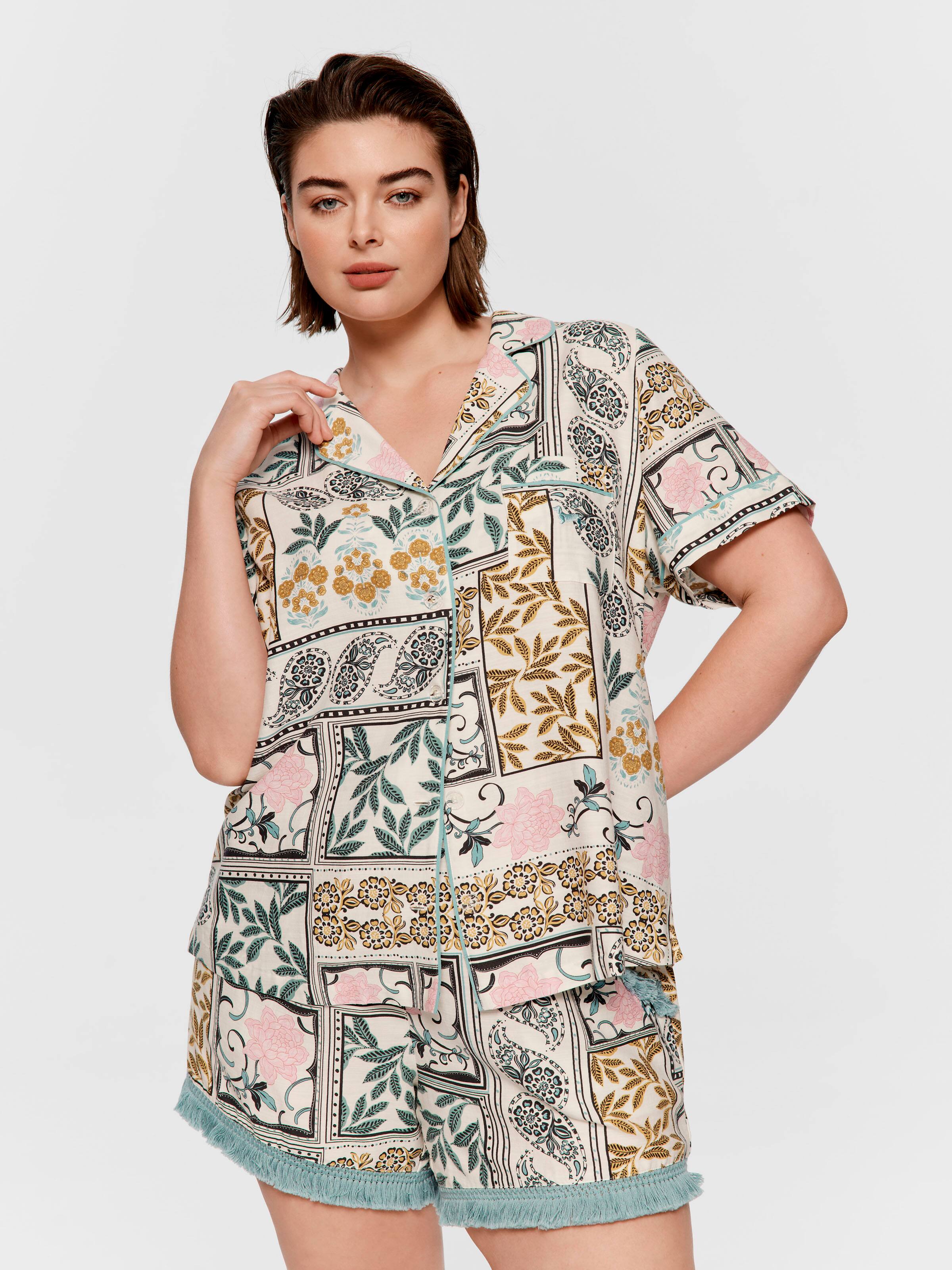 P.A. Plus Boho Floral Short Sleeve Shirt