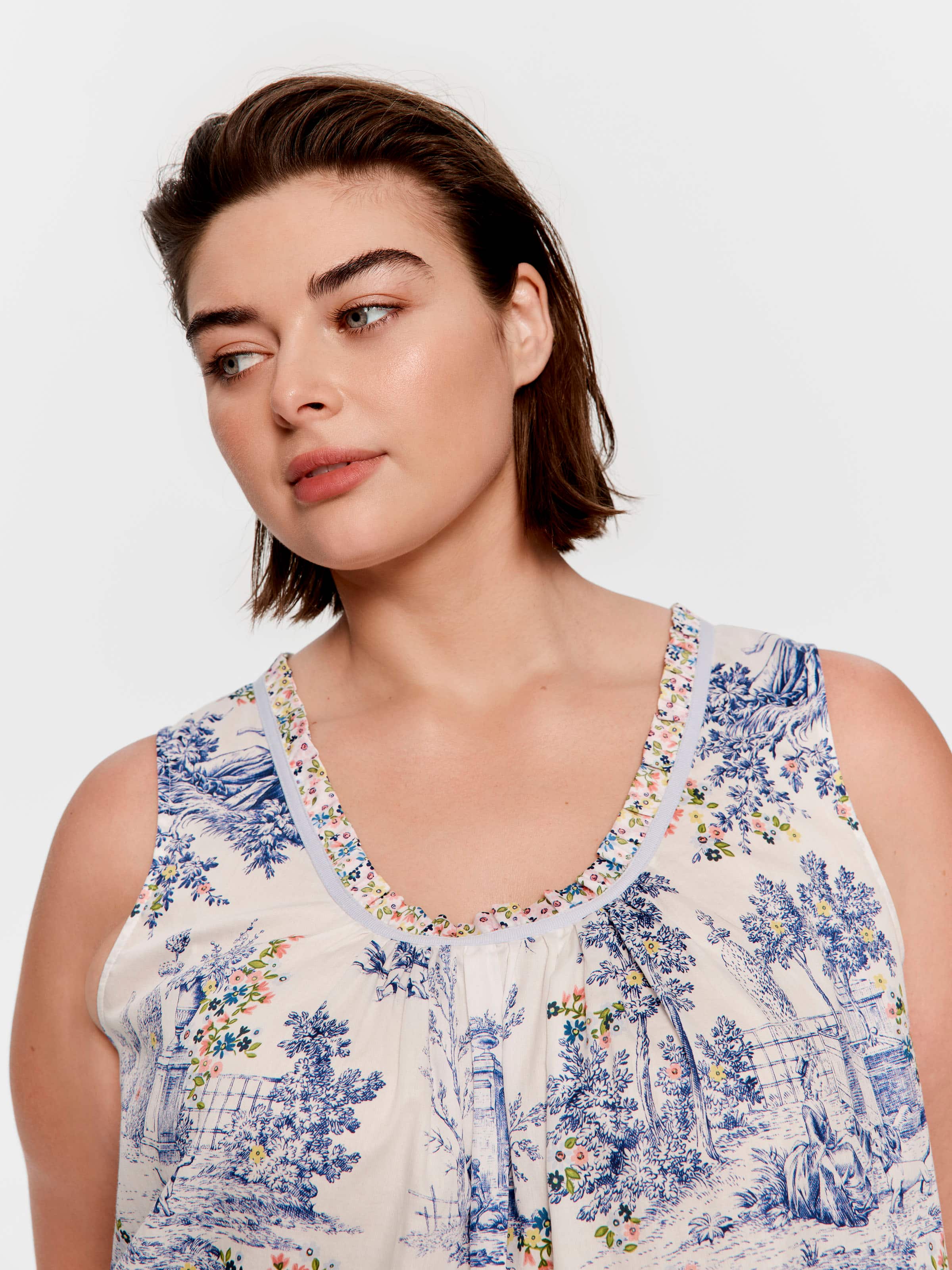 P.A. Plus Blue Toile 100% Cotton Cami