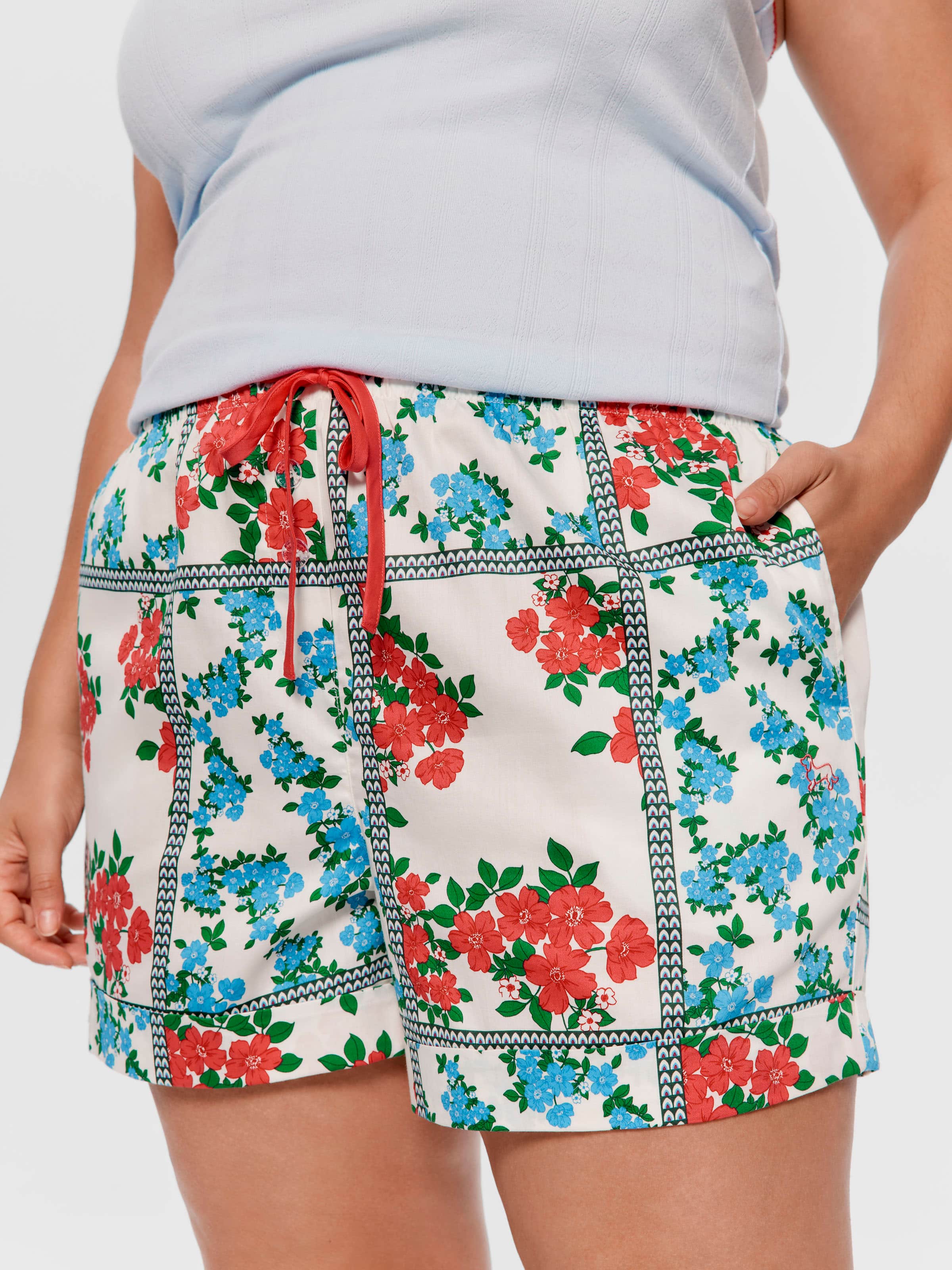 P.A. Plus Garden Floral Tile 100% Cotton Long Pj Short