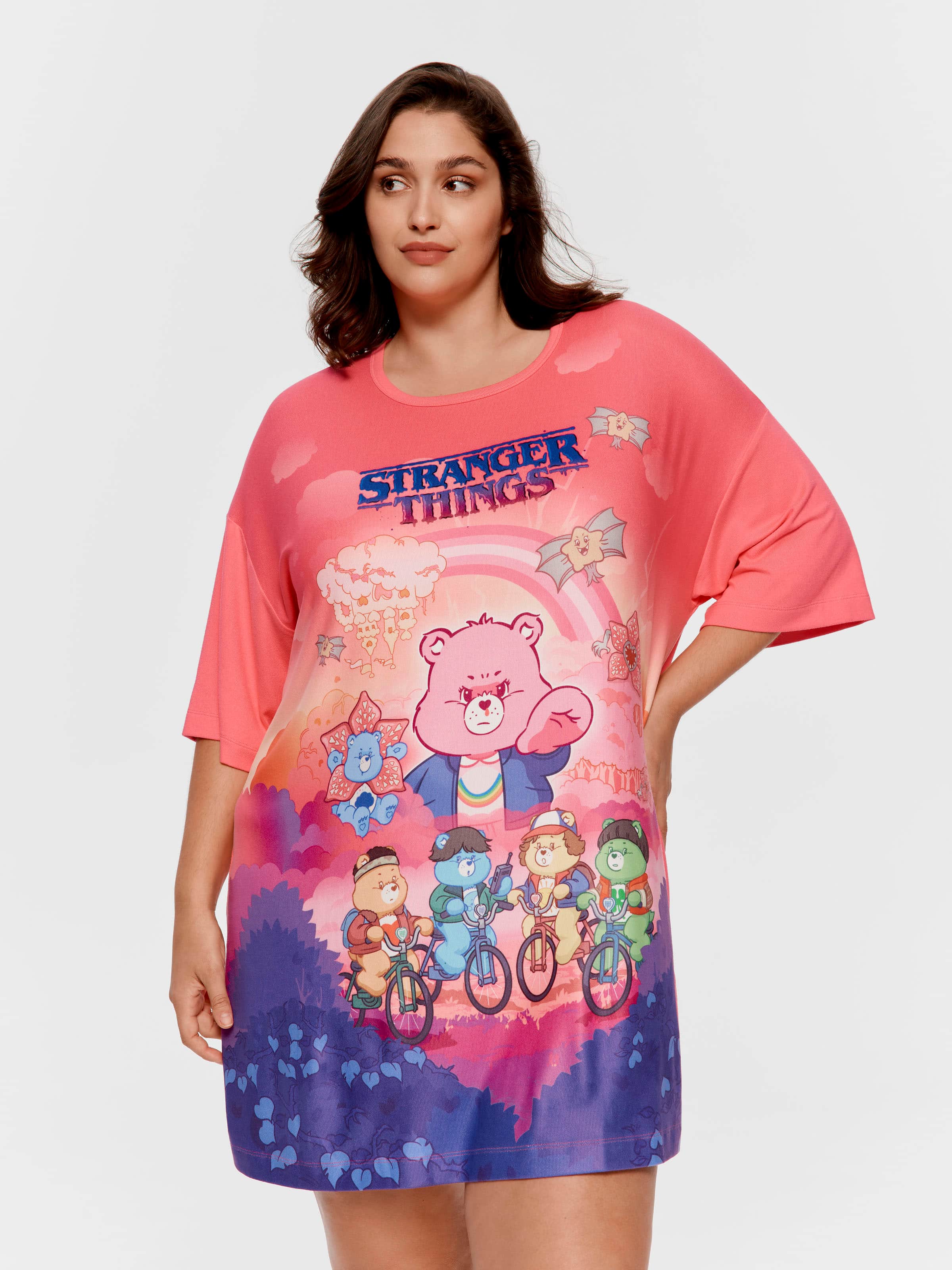 P.A. Plus Stranger Things Care Bears Plush Oversized Sleep Tee