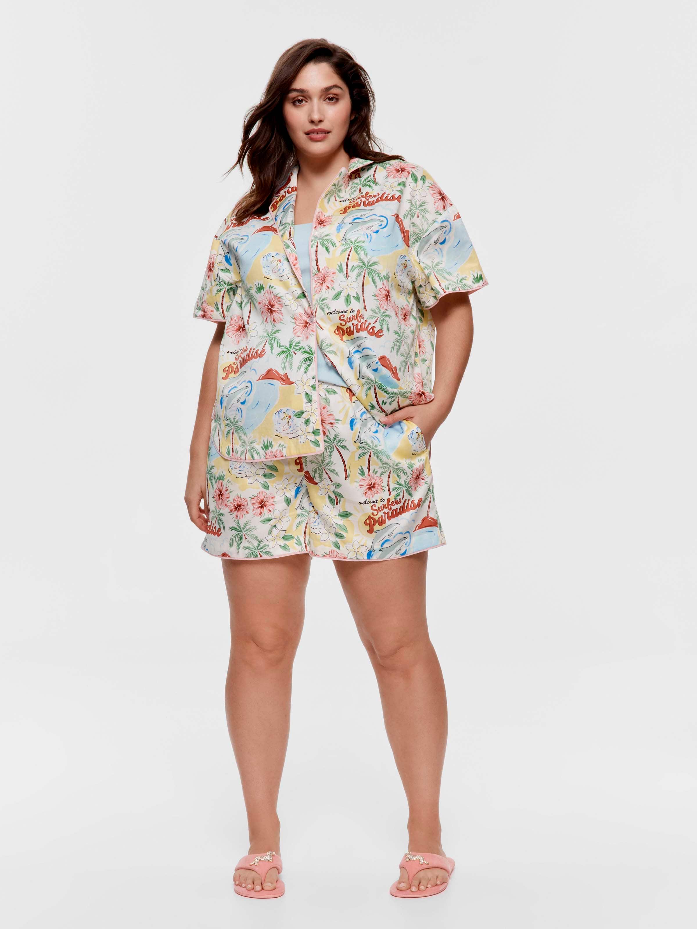 P.A. Plus Surfer's Paradise 100% Cotton Shortie Pj Set