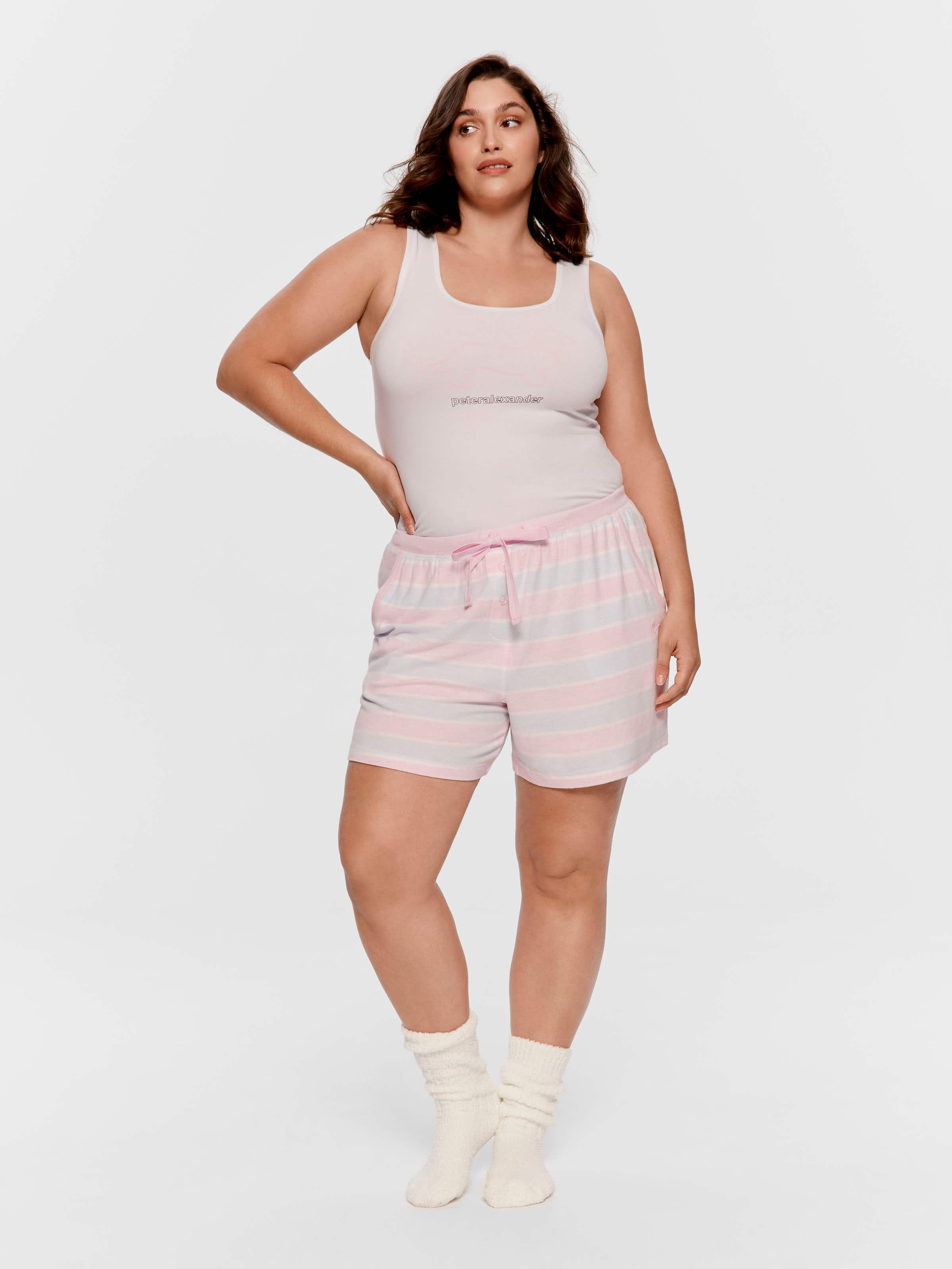 P.A. Plus Stripe Fuzzy Long Short