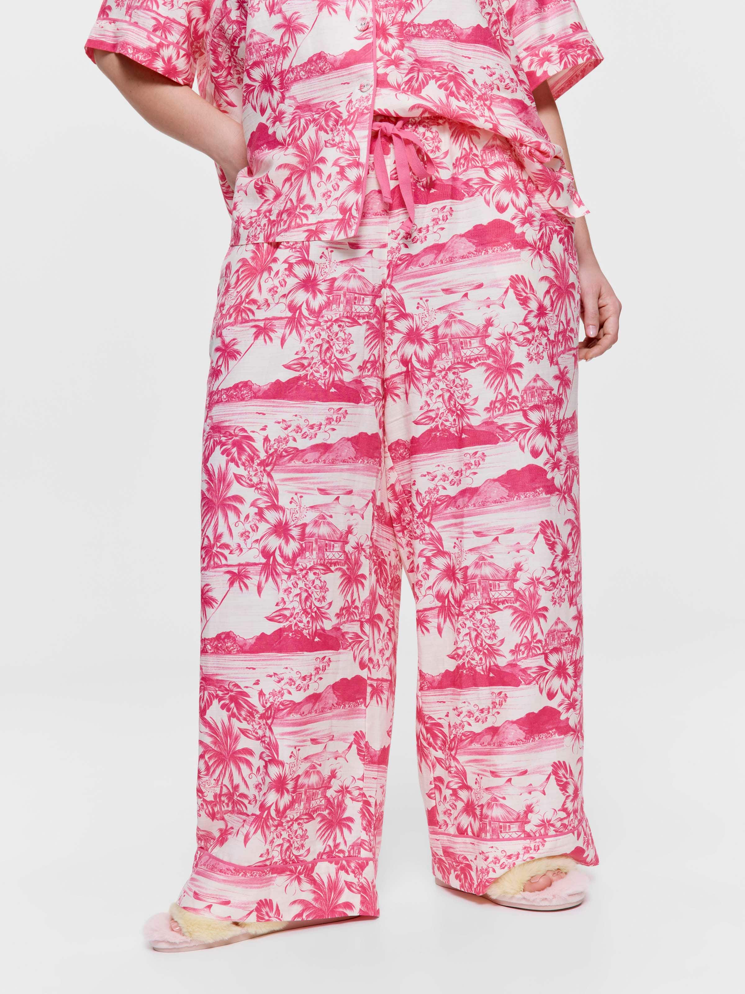 P.A. Plus Tropical Pink Wide Leg Pj Pant