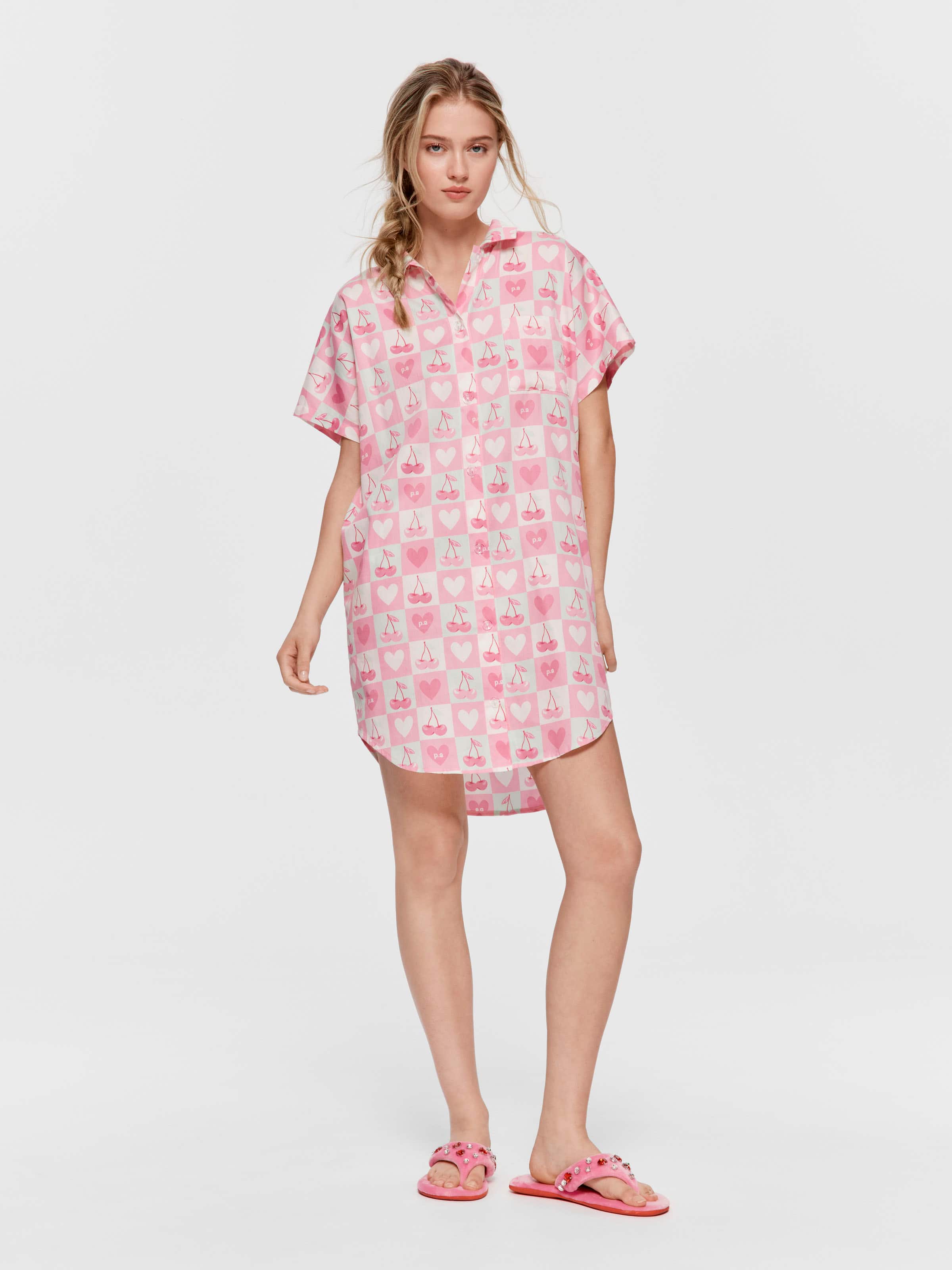 Cherry Heart 100% Cotton Boyfriend Nightshirt