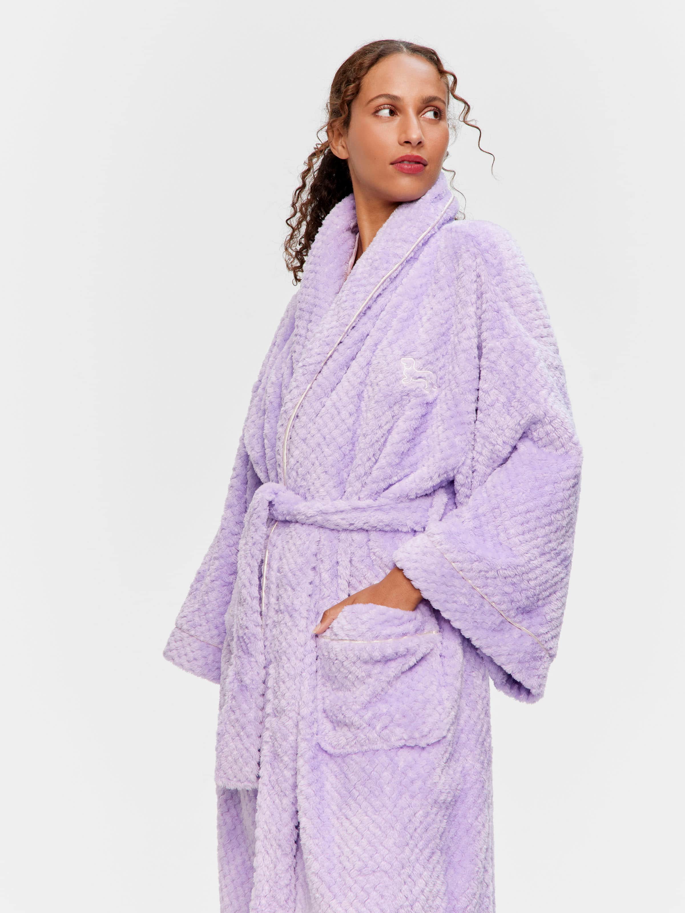 Lilac Jacquard Kimono Gown