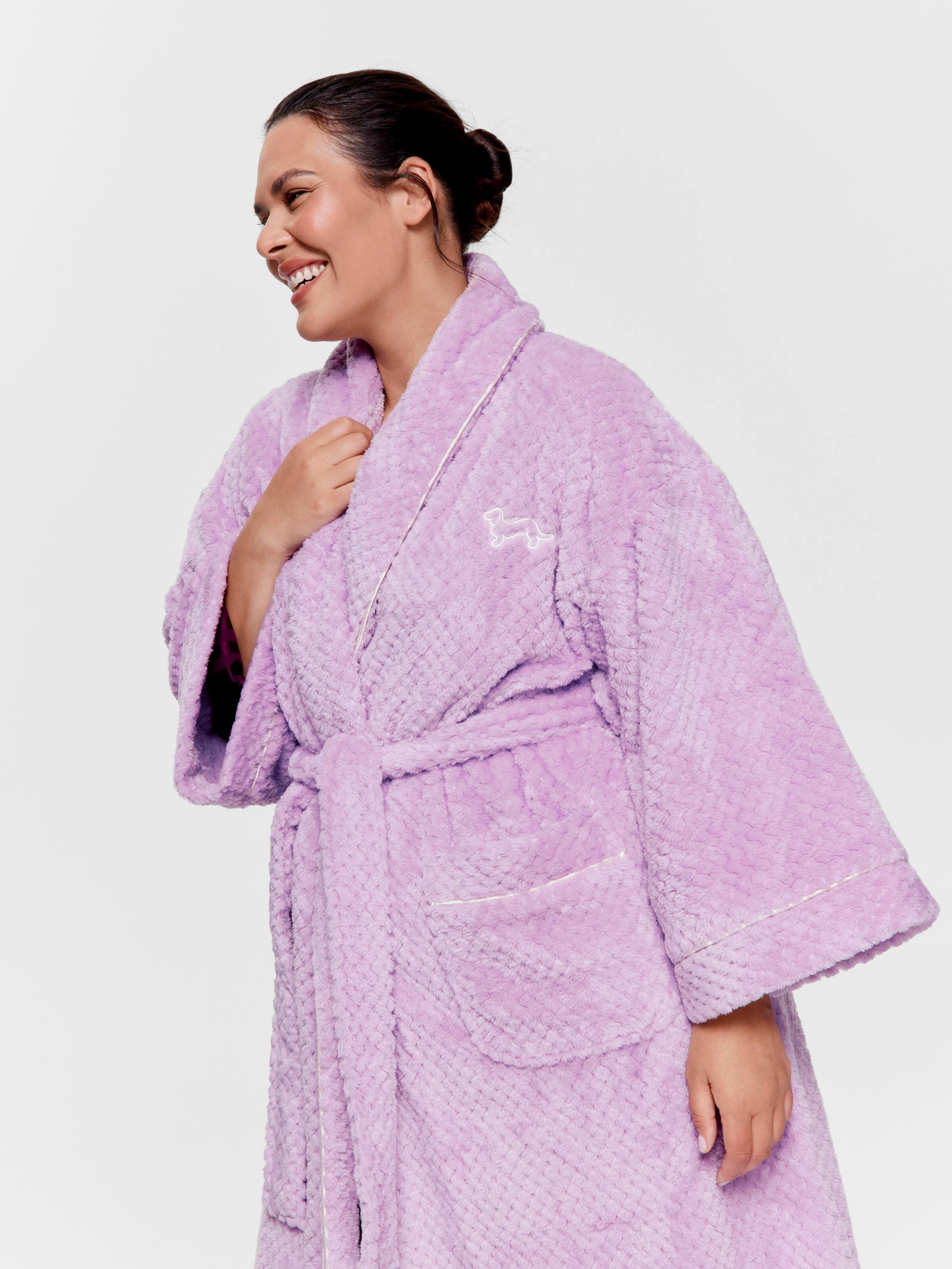 P.A. Plus Lilac Jacquard Kimono Gown