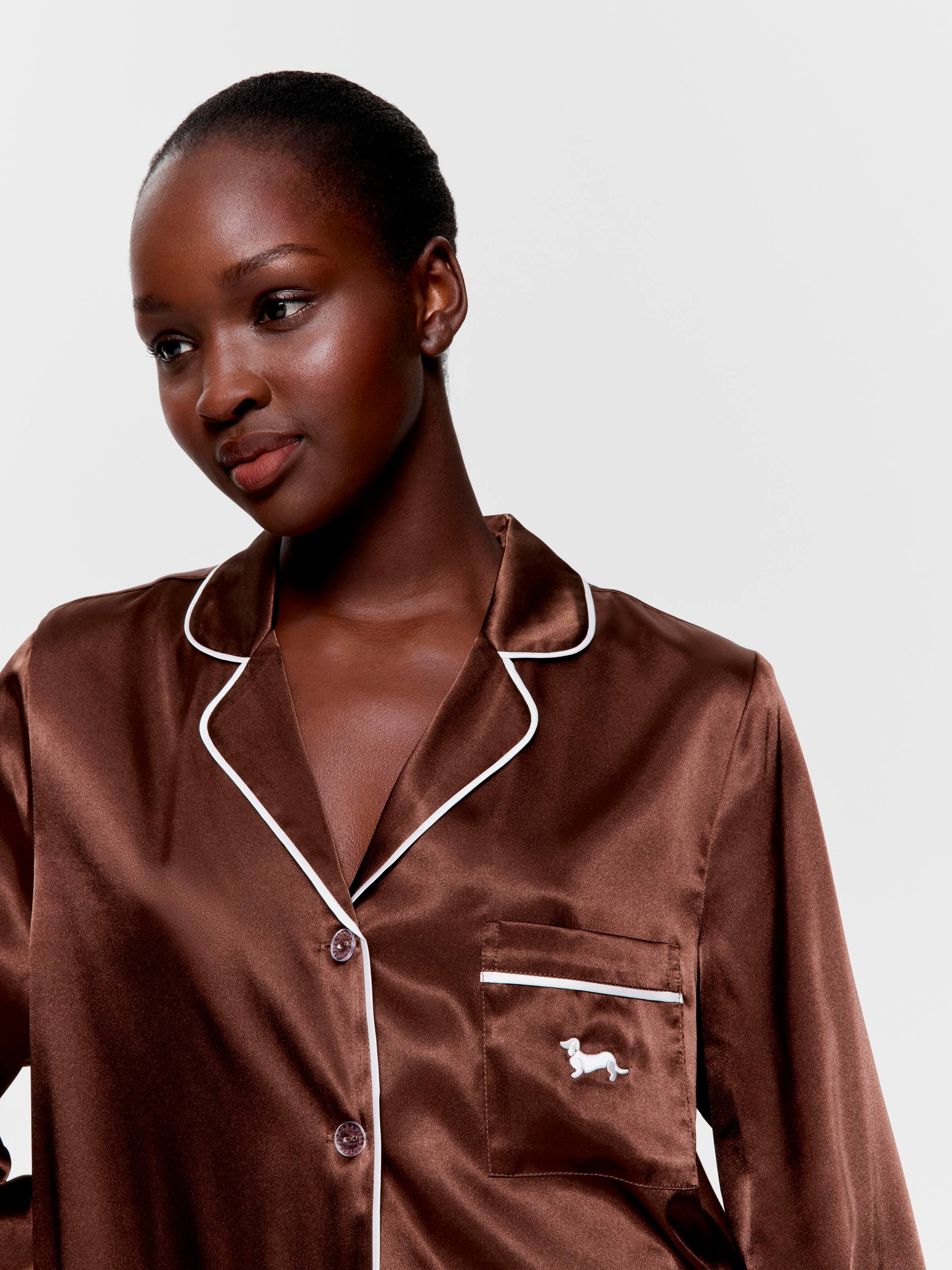 Chocolate Chic Satin Long Pj Set