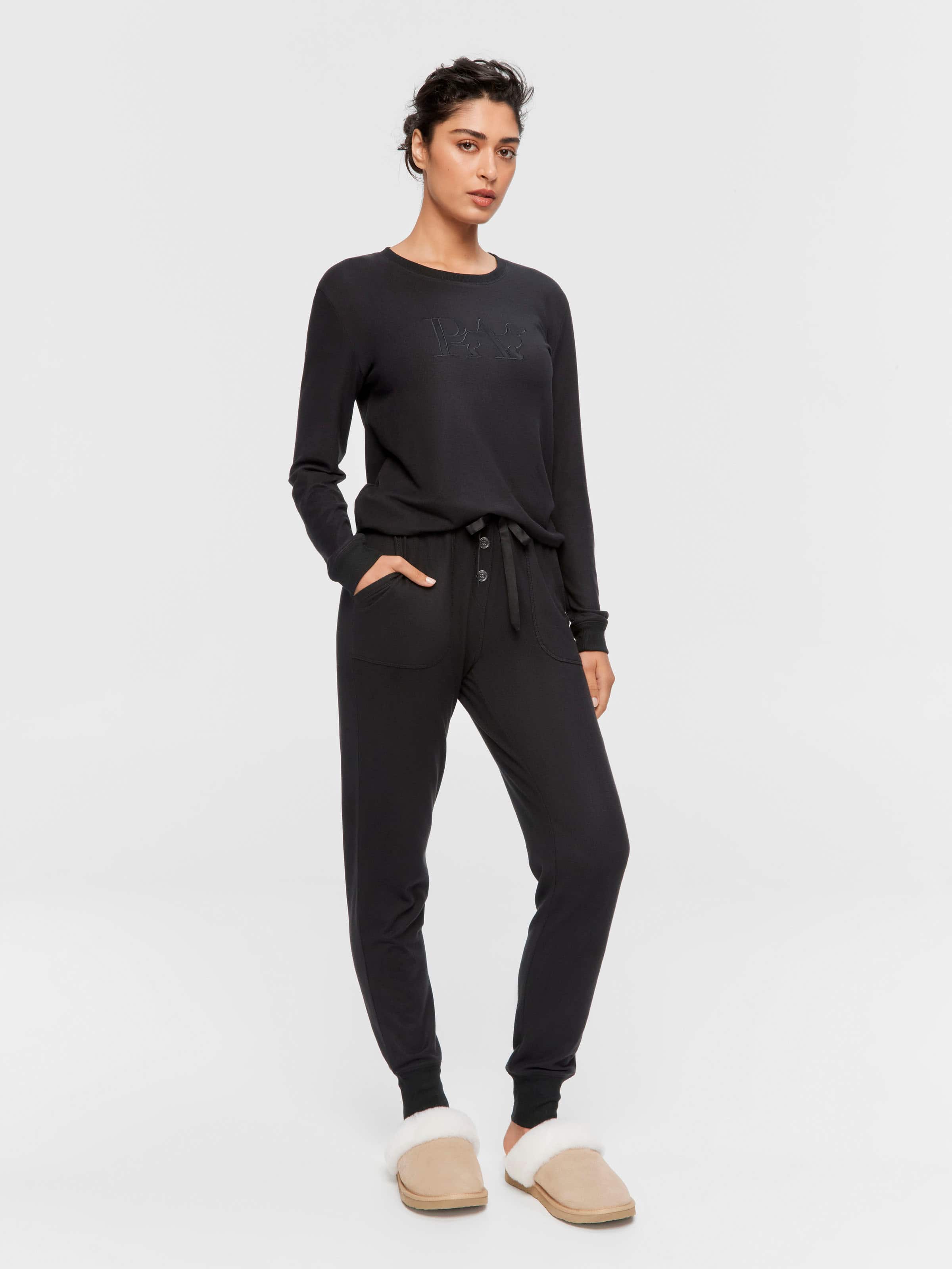 Black Plush Easy Pj Pant