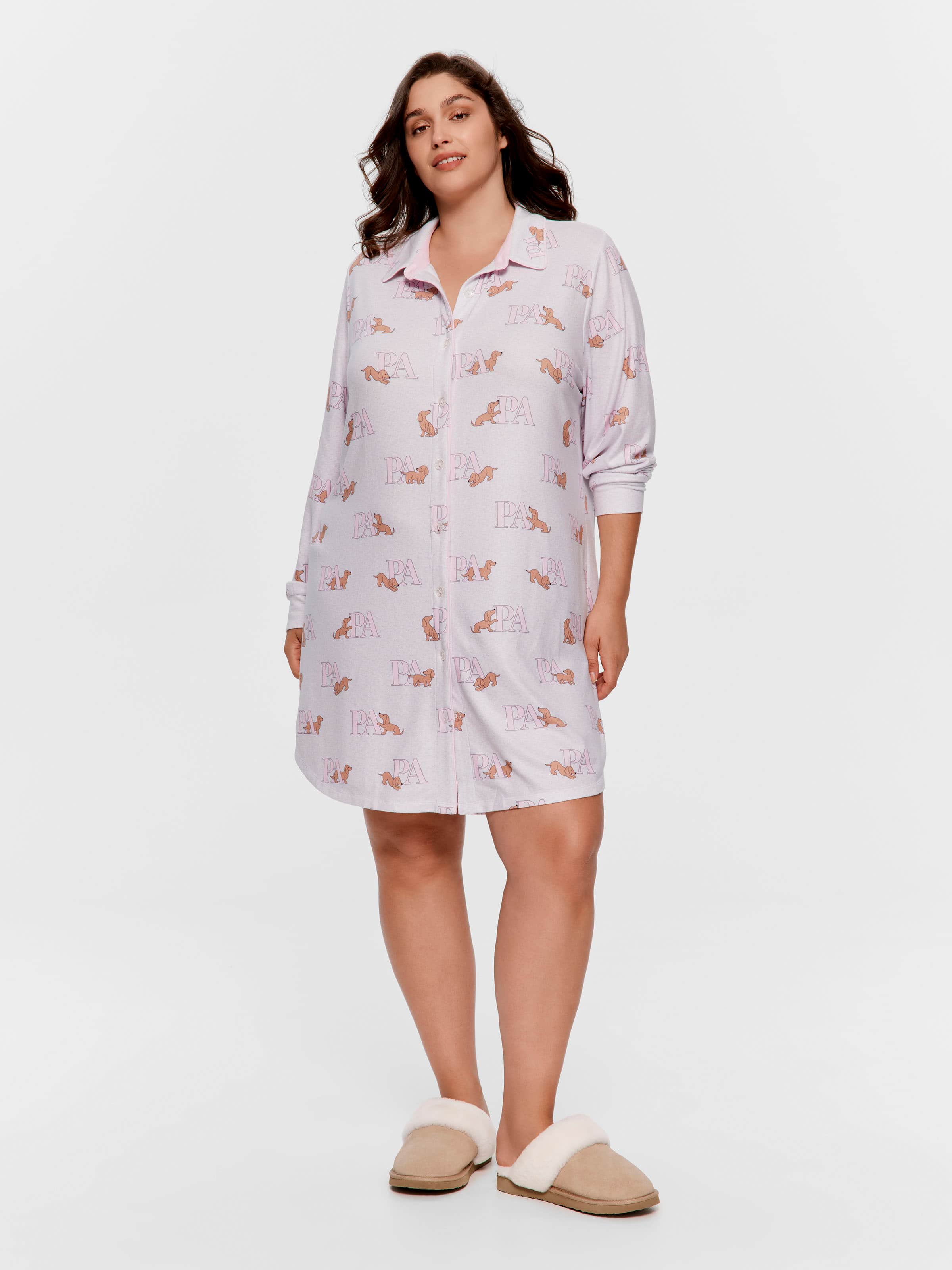 P.A. Plus Penny Logo Plush Long Sleeve Nightshirt