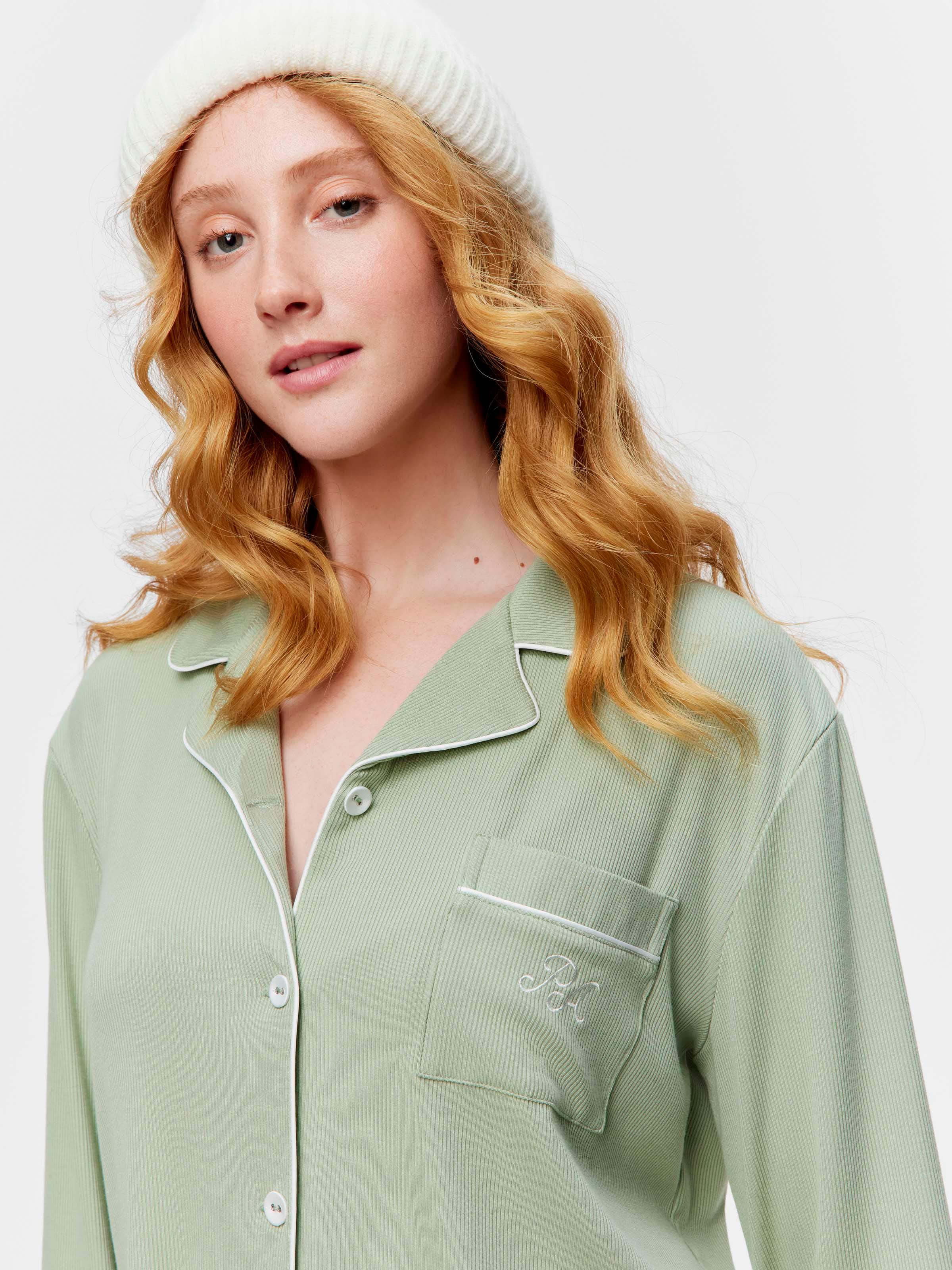 Sage Bamboo Rib Long Pj Set