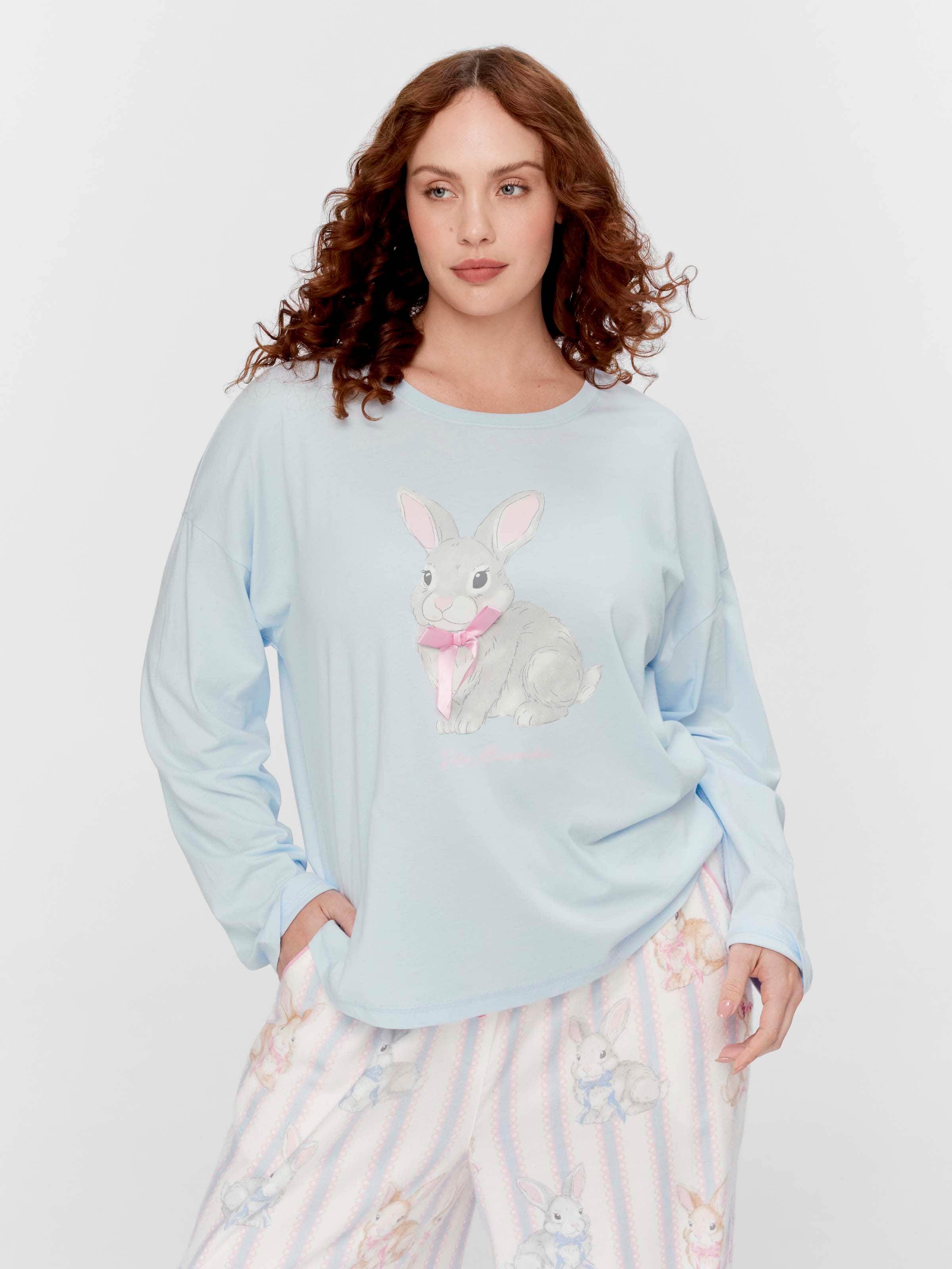 P.A. Plus Bow Bunny 100% Cotton Long Sleeve Top