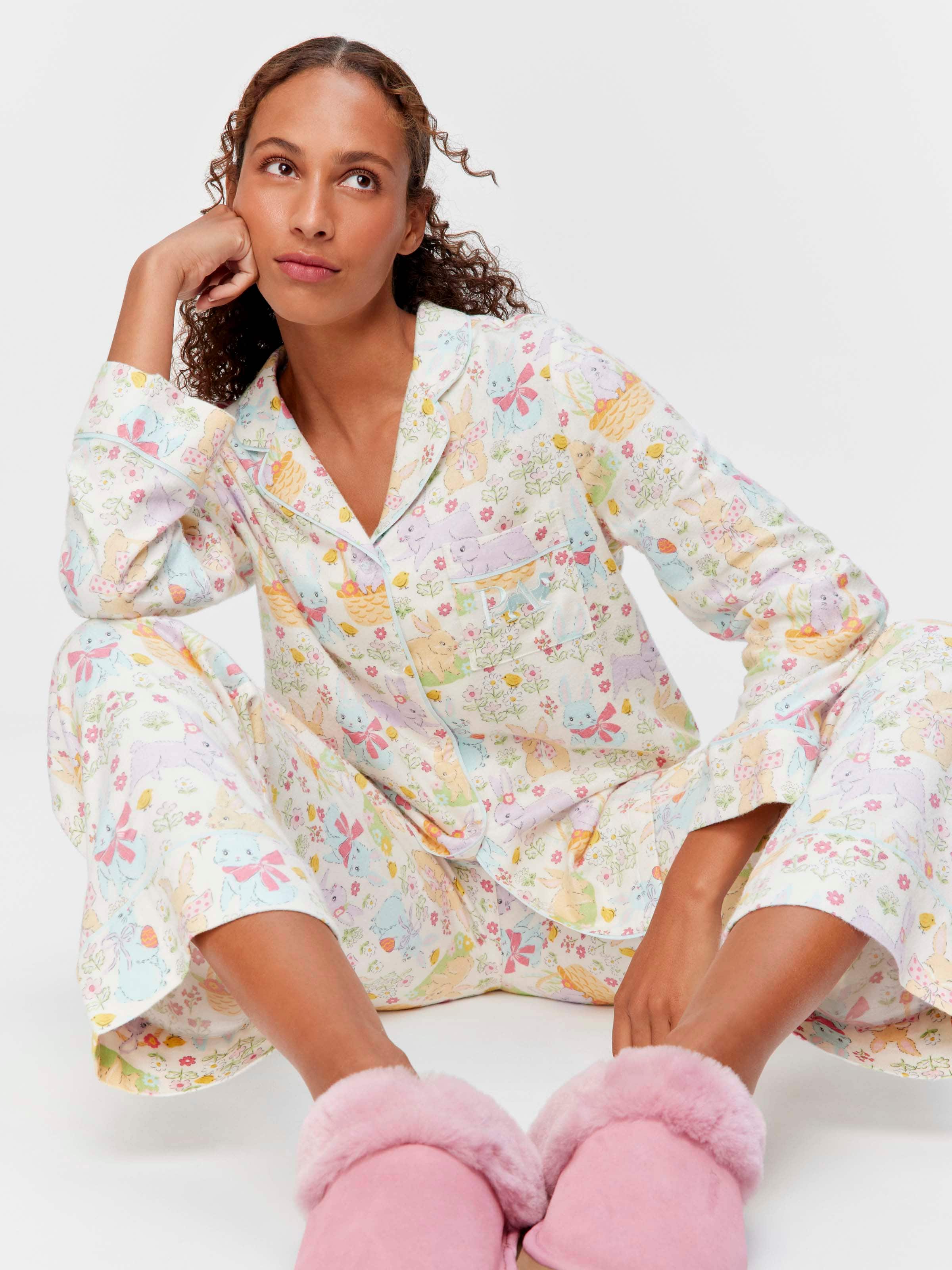 Vintage Bunny Bamboo Flannelette Classic Pj Set