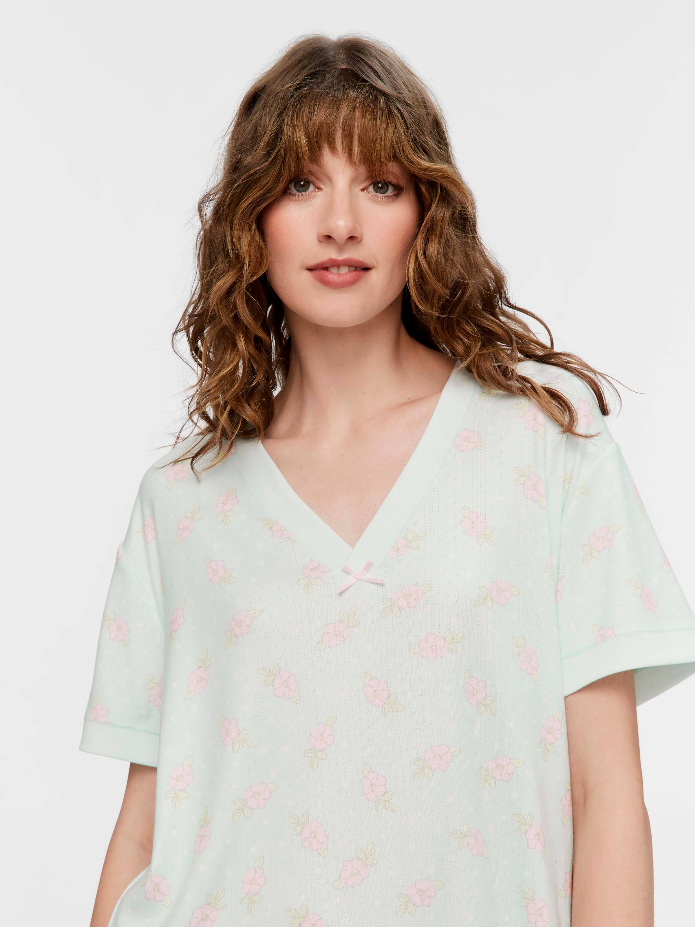 Ditsy Floral Pointelle V Neck Nightie