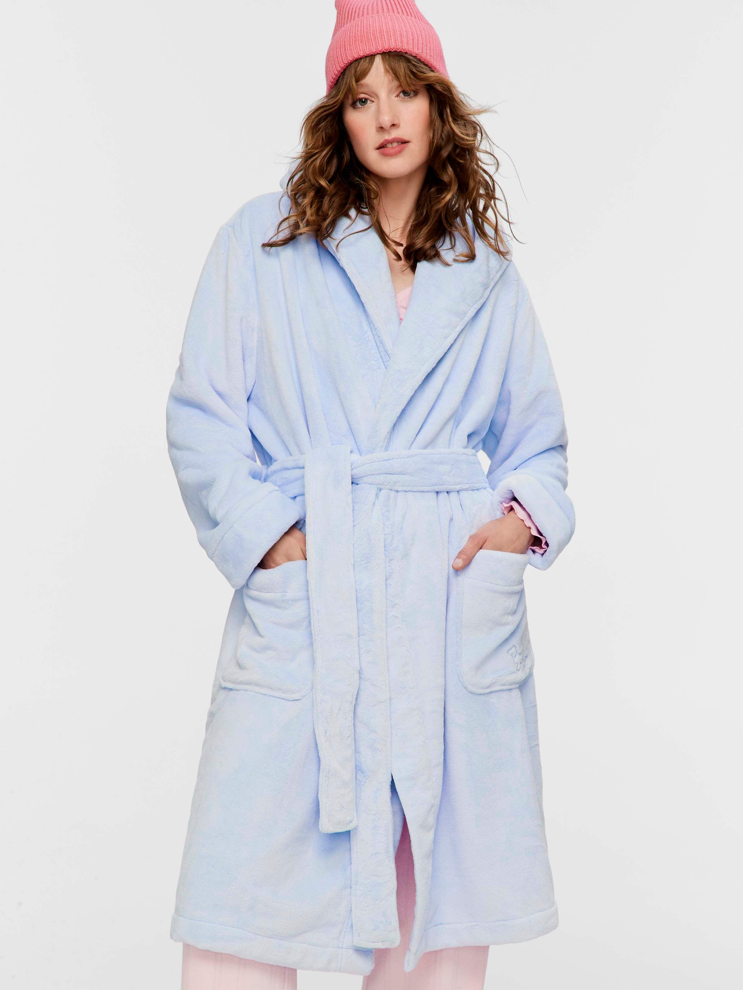 Soft Blue Hooded Gown