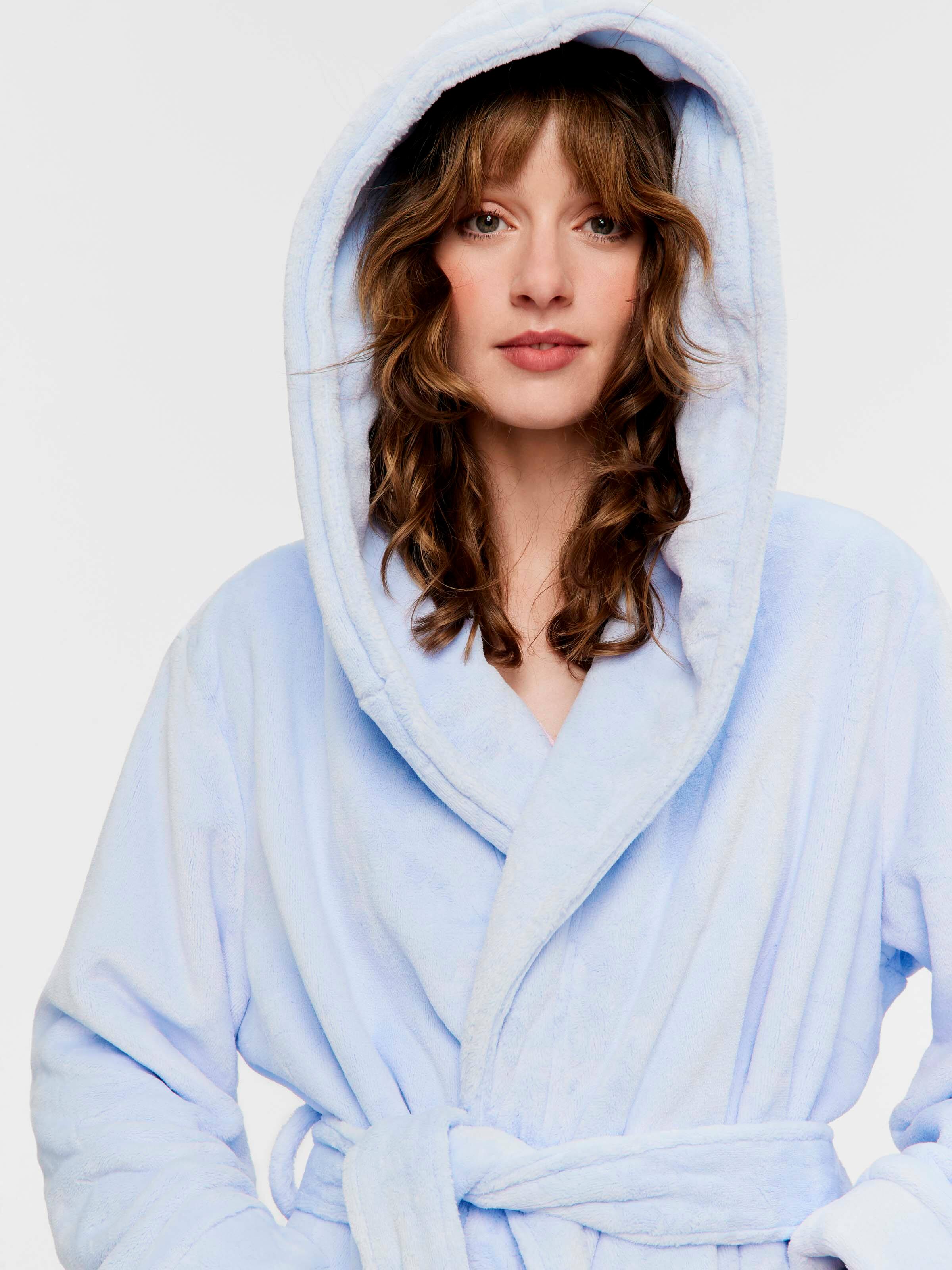 Soft Blue Hooded Gown